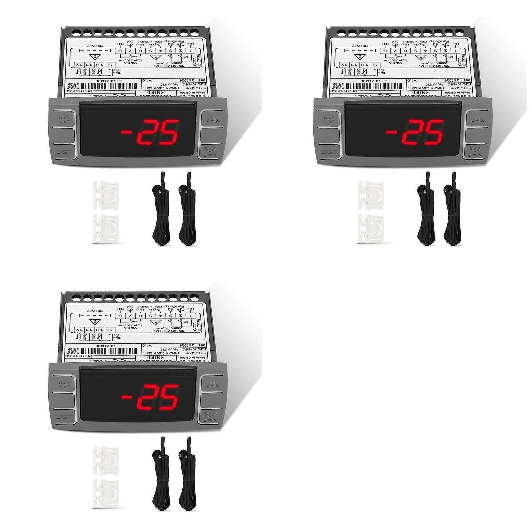 3X XR06CX-4N1F1 Temperature Controllers, Programmable Digital Thermostat with Sensor Probe