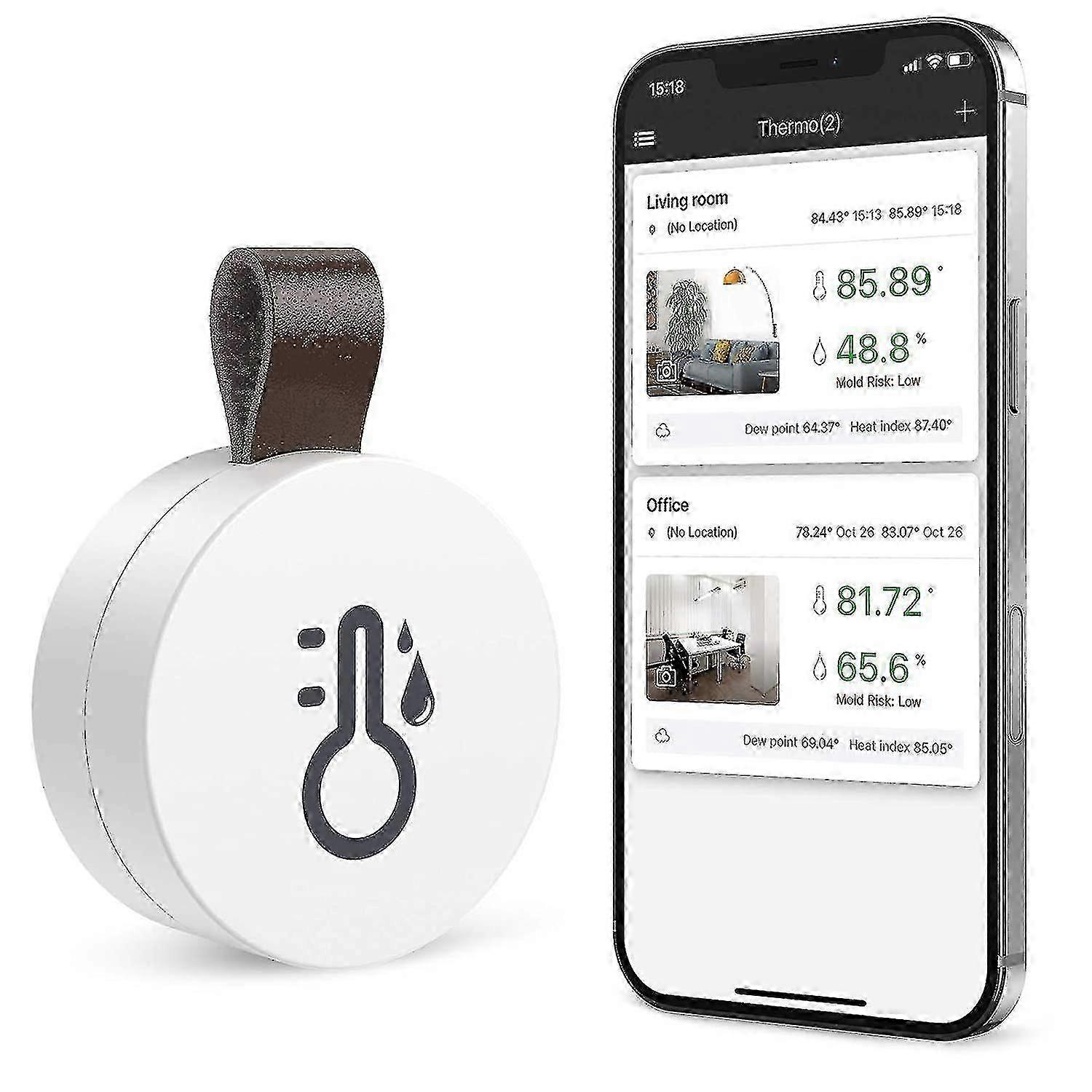 Bluetooth 5.0 Mini Wireless Thermometer Hygrometer Humidity Temperature Sensor With Data Export And Alerts