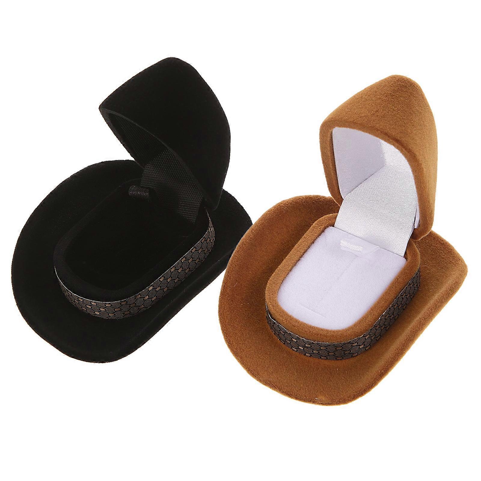 Hat Shape Ring Box for Engagement Proposal 8Pcs Assorted Color Plastic Flocking