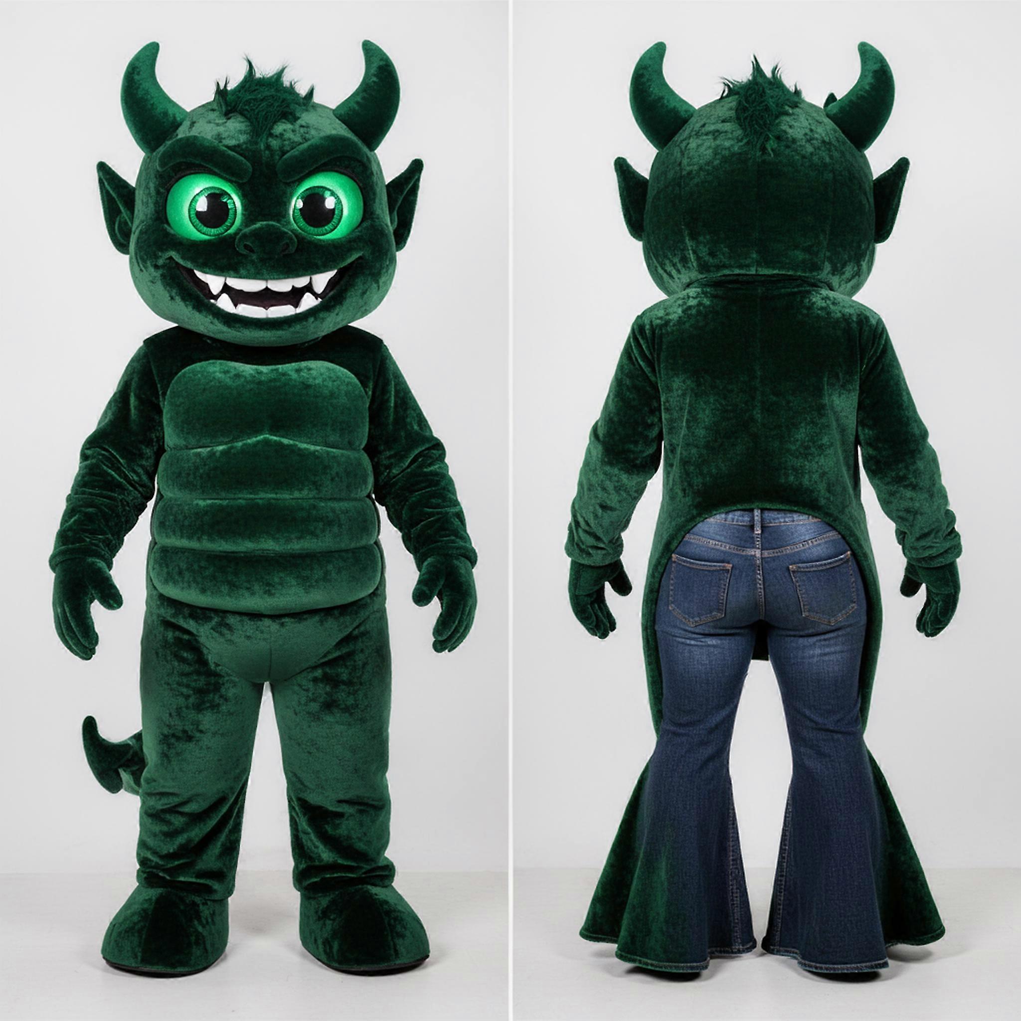 MASTICOT Forest Green Velvety Demon Mascot