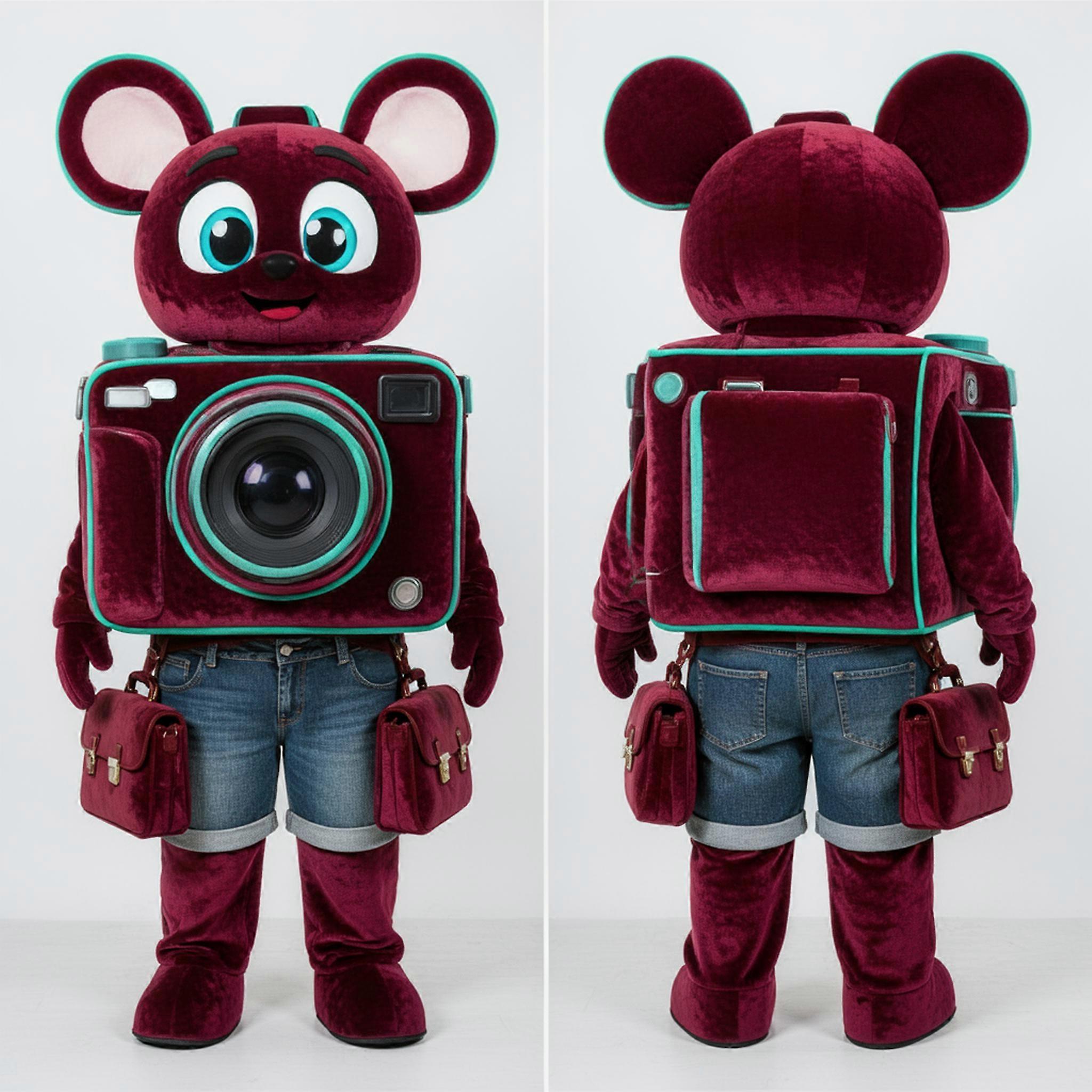 MASTICOT Maroon Velvety Camera Mascot