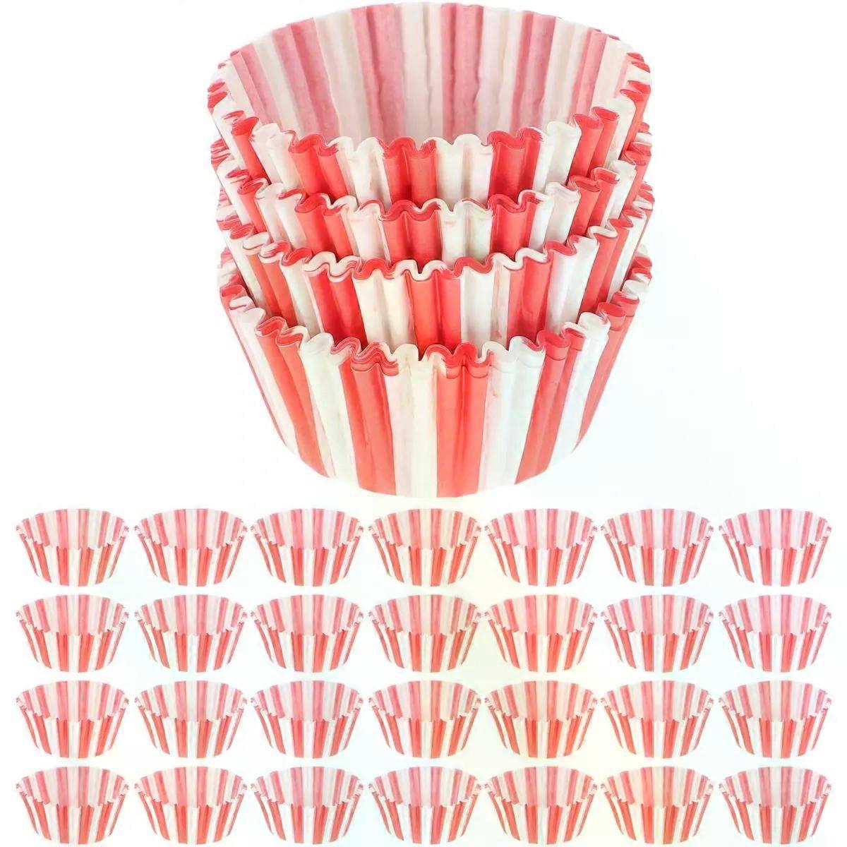 100pcs Red White Paper Muffin Cups Cupcake Cases for Baking