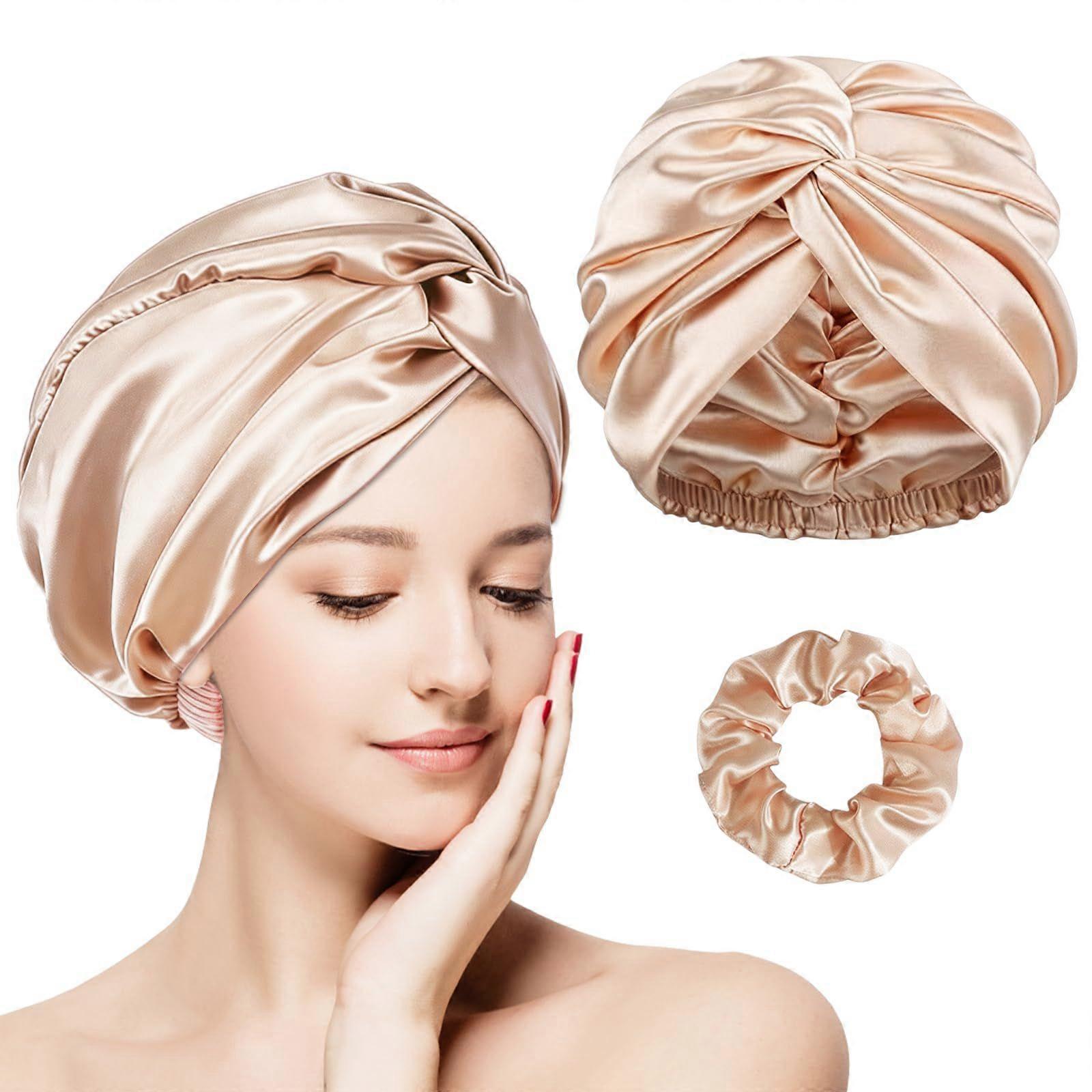 Double Layer Satin Sleep Bonnet,with Matching Scrunchie