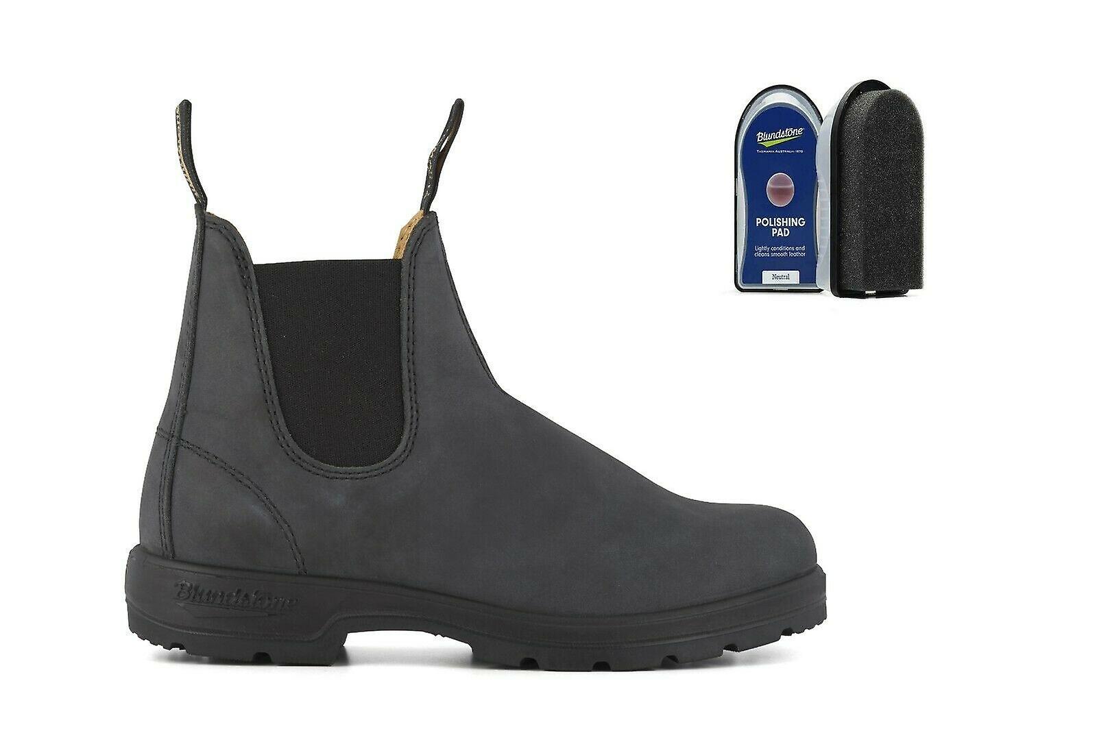 Blundstone 587 质朴黑色皮革切尔西靴