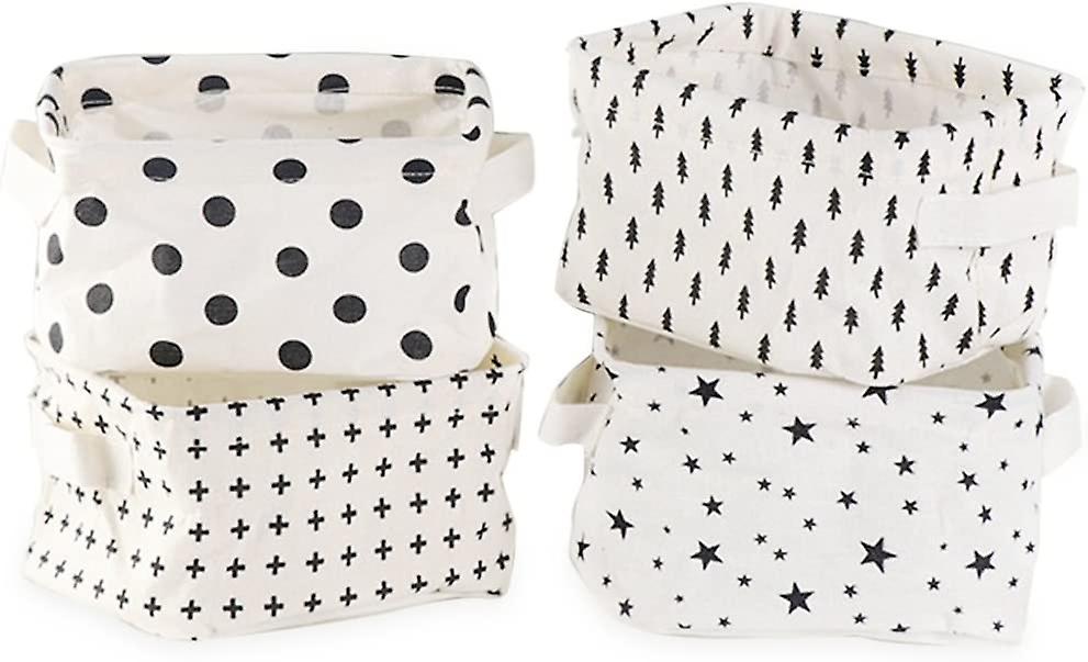 収納ボックス、生地収納バスケット、キューブ、リネン、コットンオーガナイザー、防水生地収納バスケットオーガナイザー、両面に2つの手、4パック