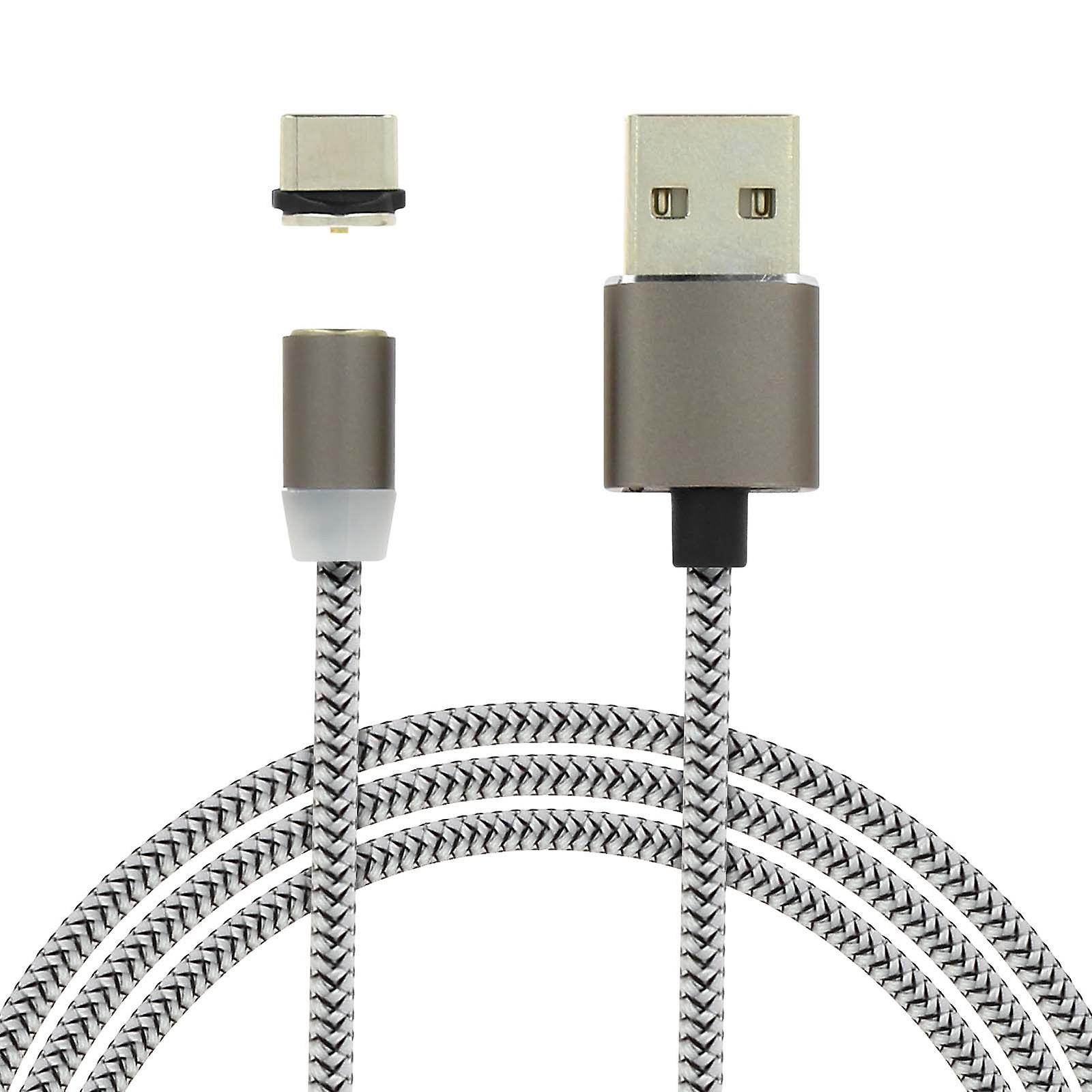 USB type-C/USB-kabel magnetisk smarttelefon/tablett lading/synkronisering 1m sølv