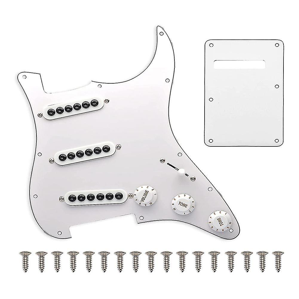 Prewired St Pickguard Sss 3 przetworniki z pojedynczą cewką Regulowane do standardowych części gitarowych, białe