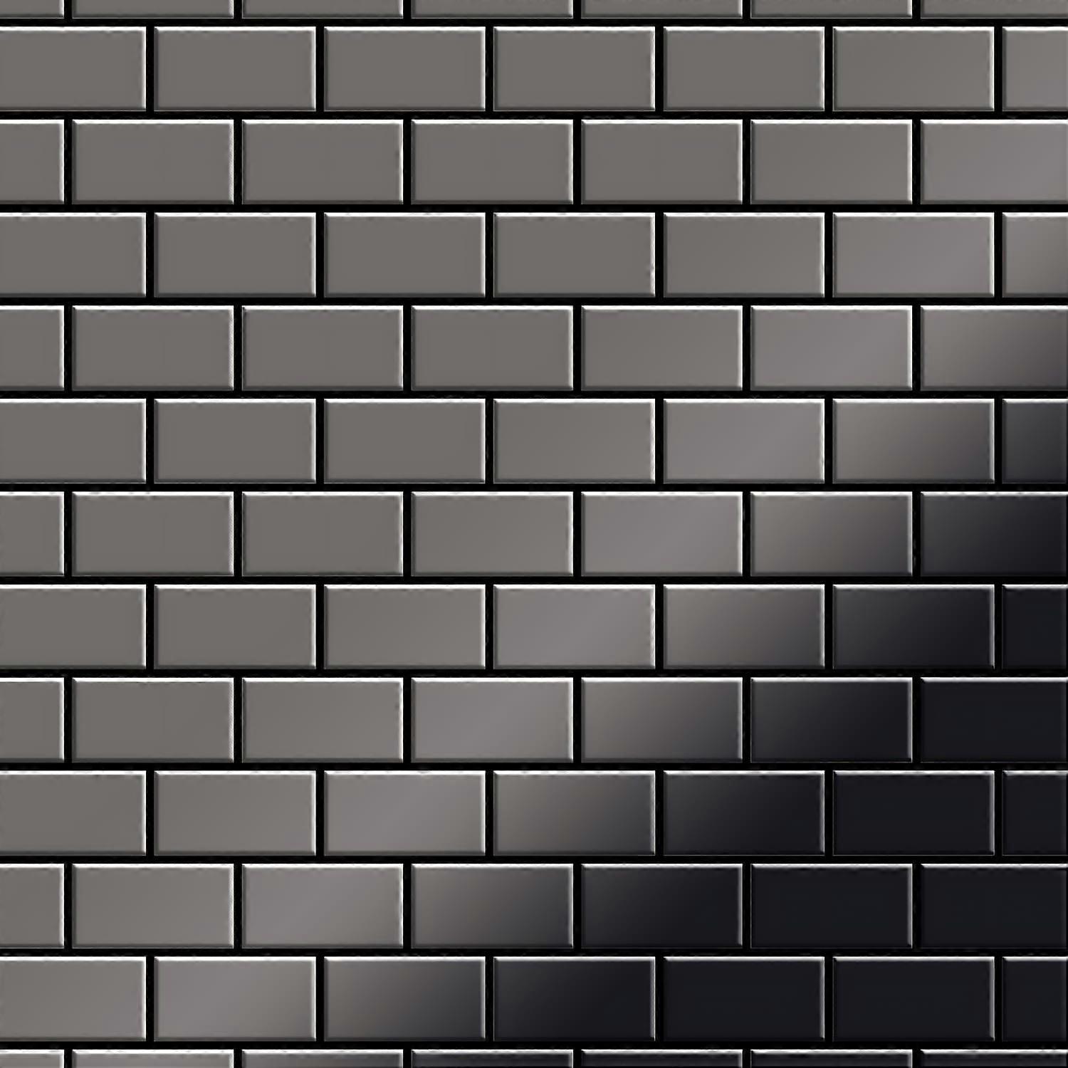 Mosaik Fliese massiv Metall Titan hochglänzend in dunkelgrau 1,6mm stark ALLOY House-Ti-SM 0,98 m2