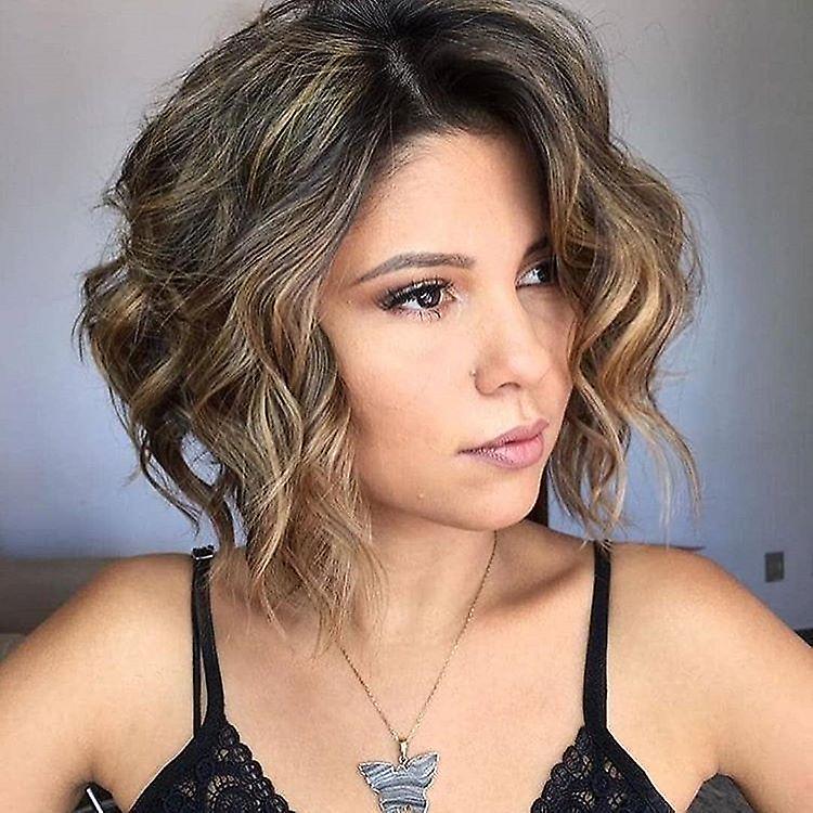 Păr fals Femei Perucă Modă Păr scurt Păr creț Gradient Culoare Bob Tunsoare W105
