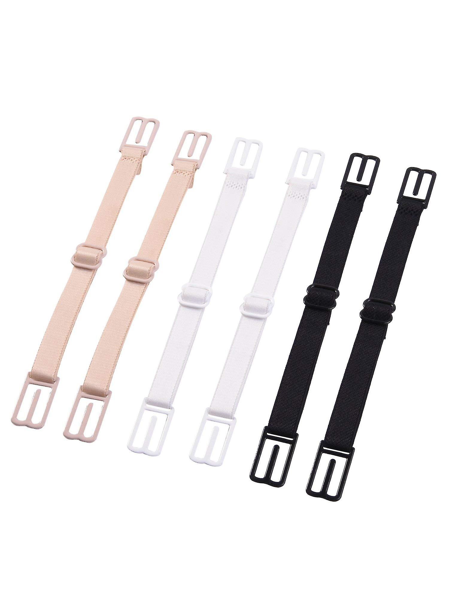 6 Pcs Bra Strap Clips Elastic Non-slip Strap Holder, Black, Beige, White