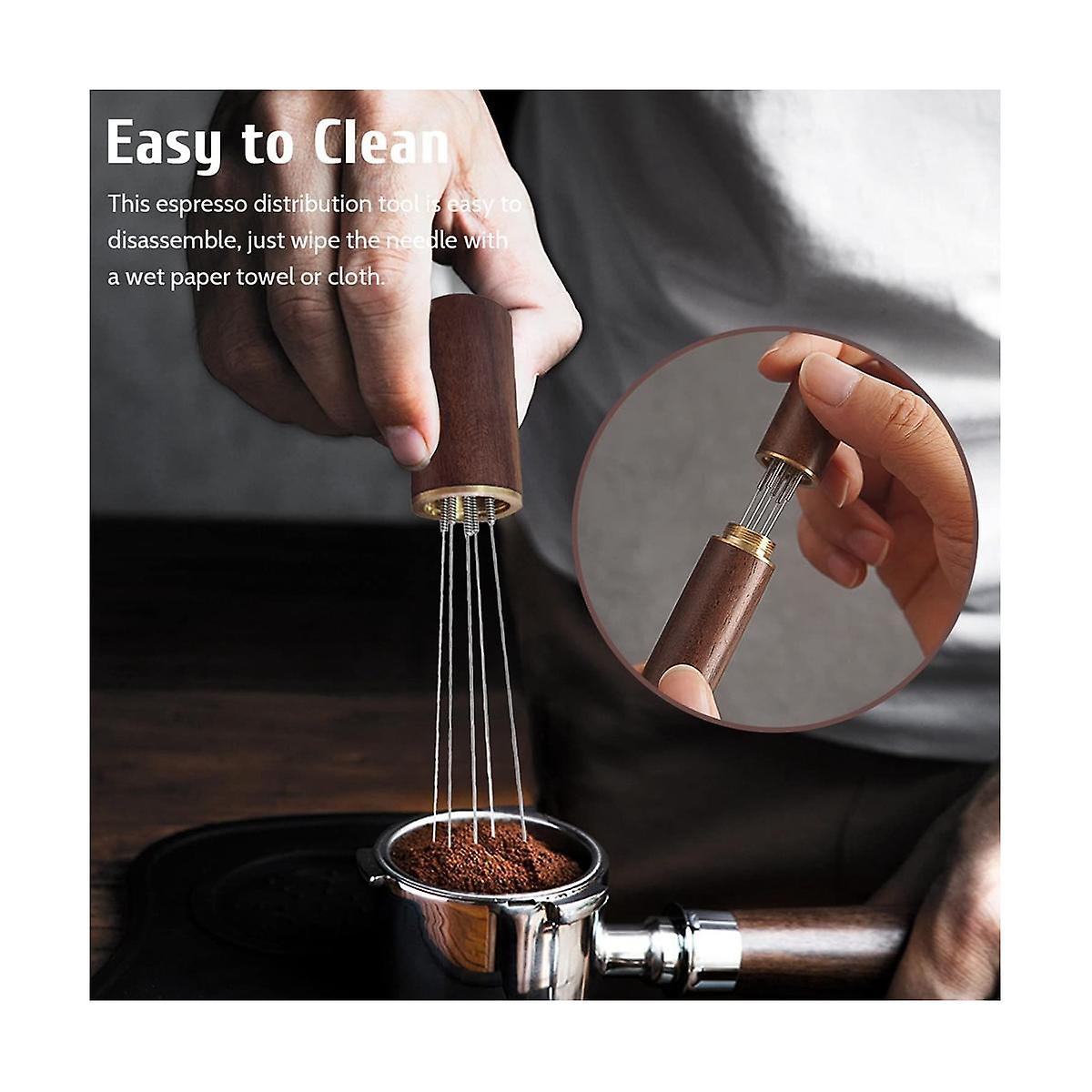 Espresso Coffee Stirrer, 8 Needles Espresso Stirrer with Natural Wood Handle, Espresso Accessories