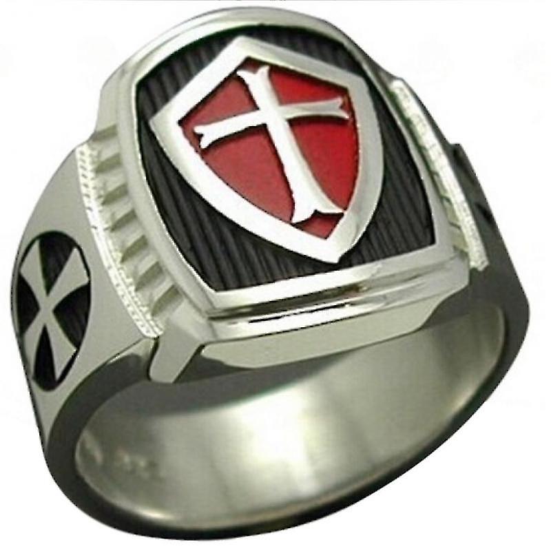 Muoti Punk Style Red Armor Shield Knight Templar Crusader Sormukset miehille Korulahja