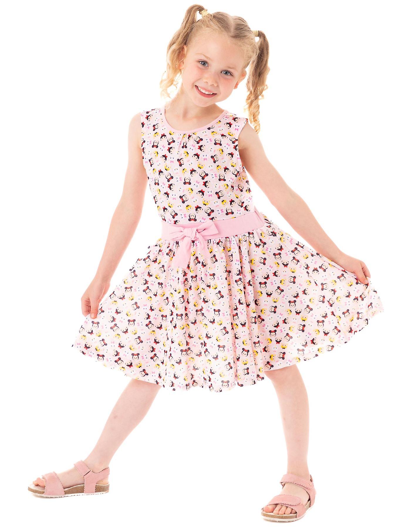 Disney Girls Sleeveless Skater Dress Pink tsum tsum