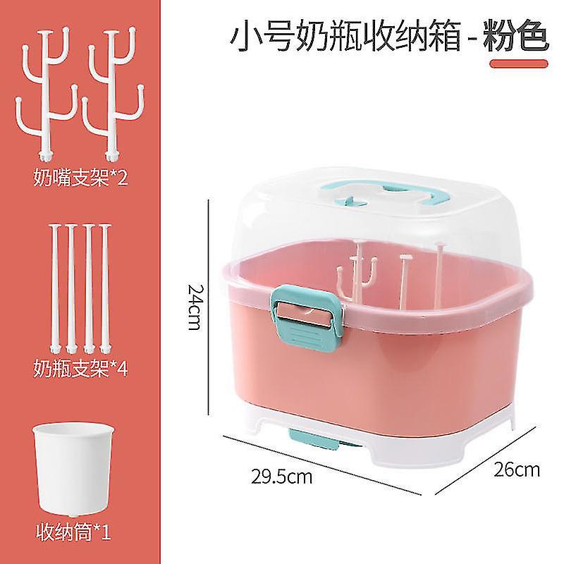 Pink Thickened Plastic Baby Bottle Organizer - Dustproof & Drainable