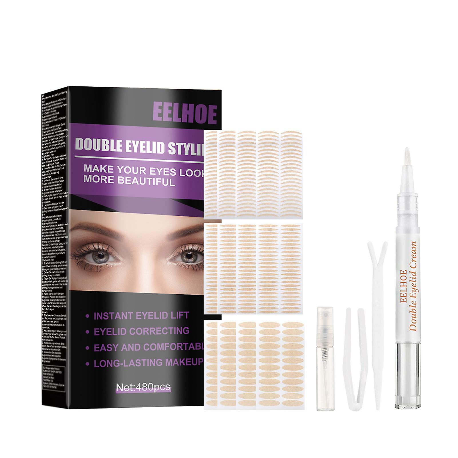 Double Eyelid Styling Set Invisible Droopy Eyelid Tape with Glue Waterproof Instant Eye Lid Lift