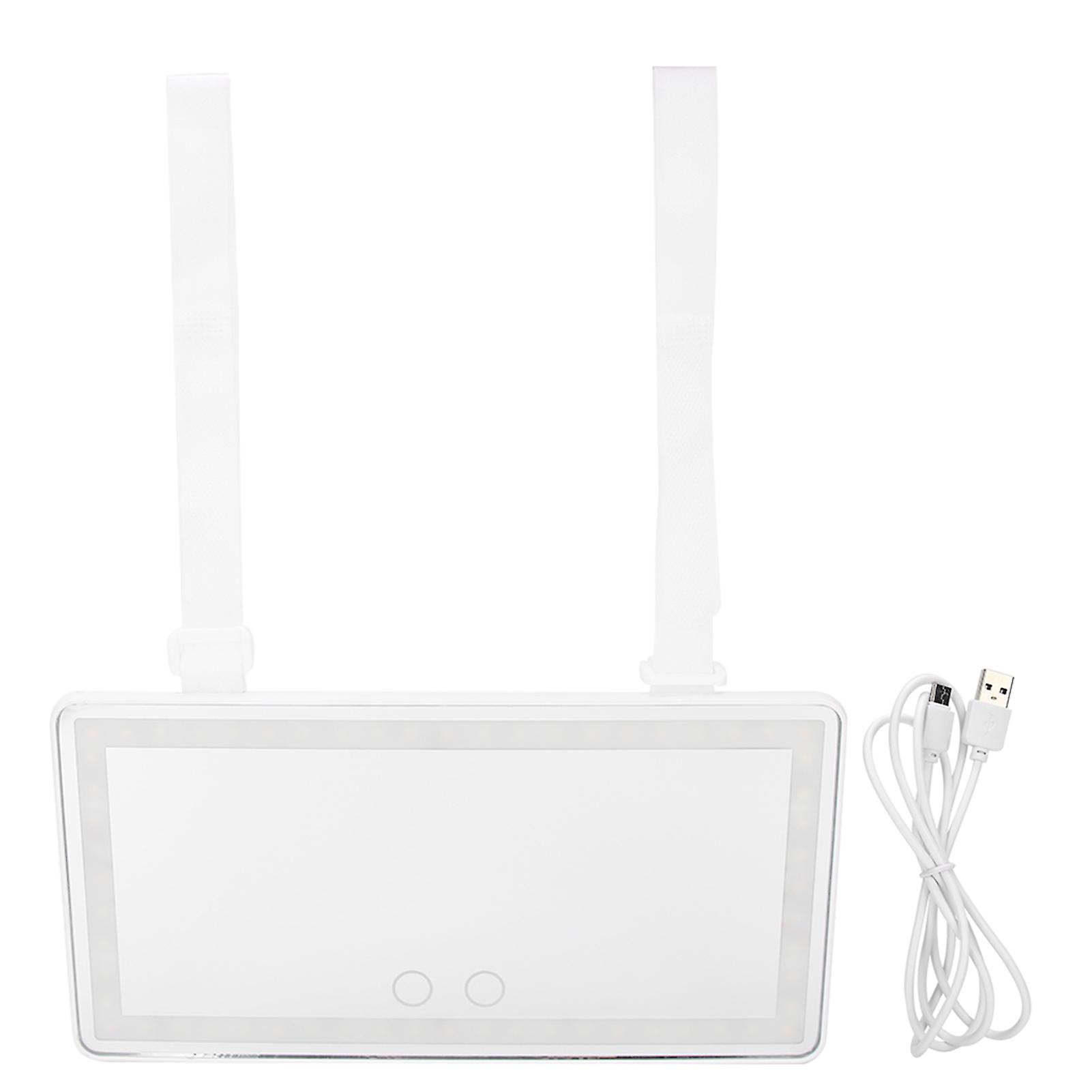 Espejo retrovisor para automóvil con luz LED para maquillaje, protección solar, espejo cosmético para conducir.