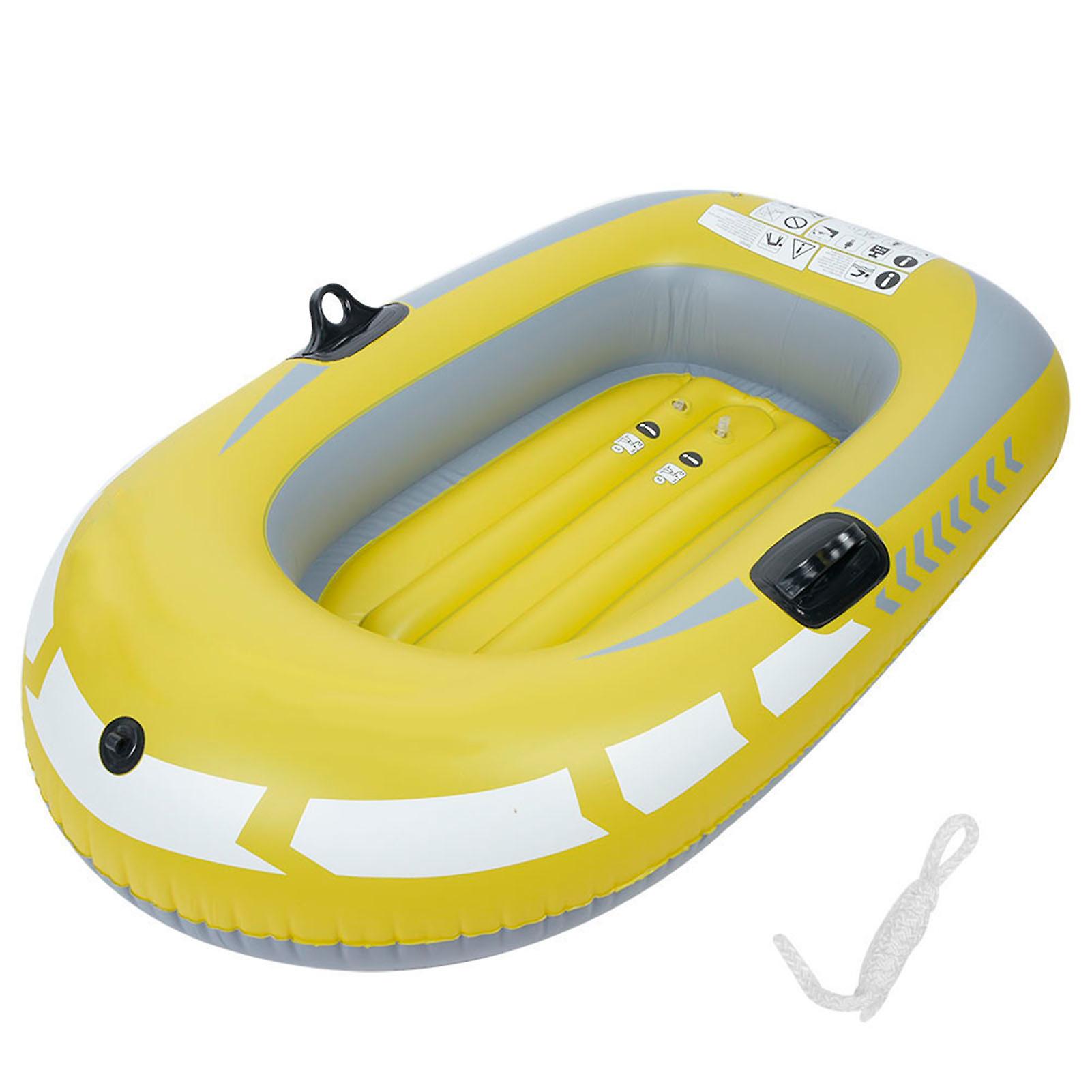 Gele PVC opblaasbare eenpersoons roeiboot, vis- en duikgereedschap