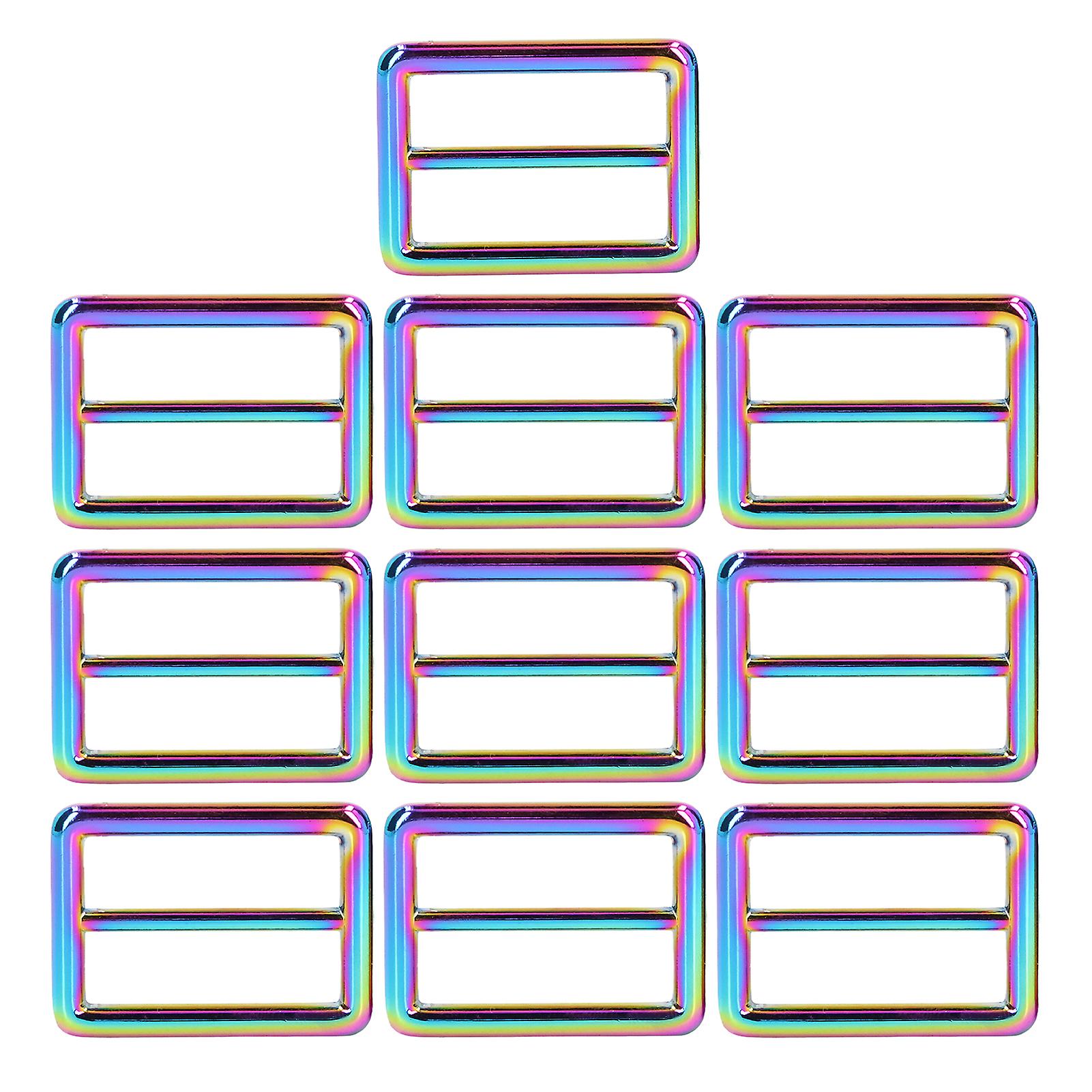 10Pcs Adjustable Slide Buckles Convenient Use High Practicality Colorful Sturdy Metal Glide Buckles for DIY Crafts Bags