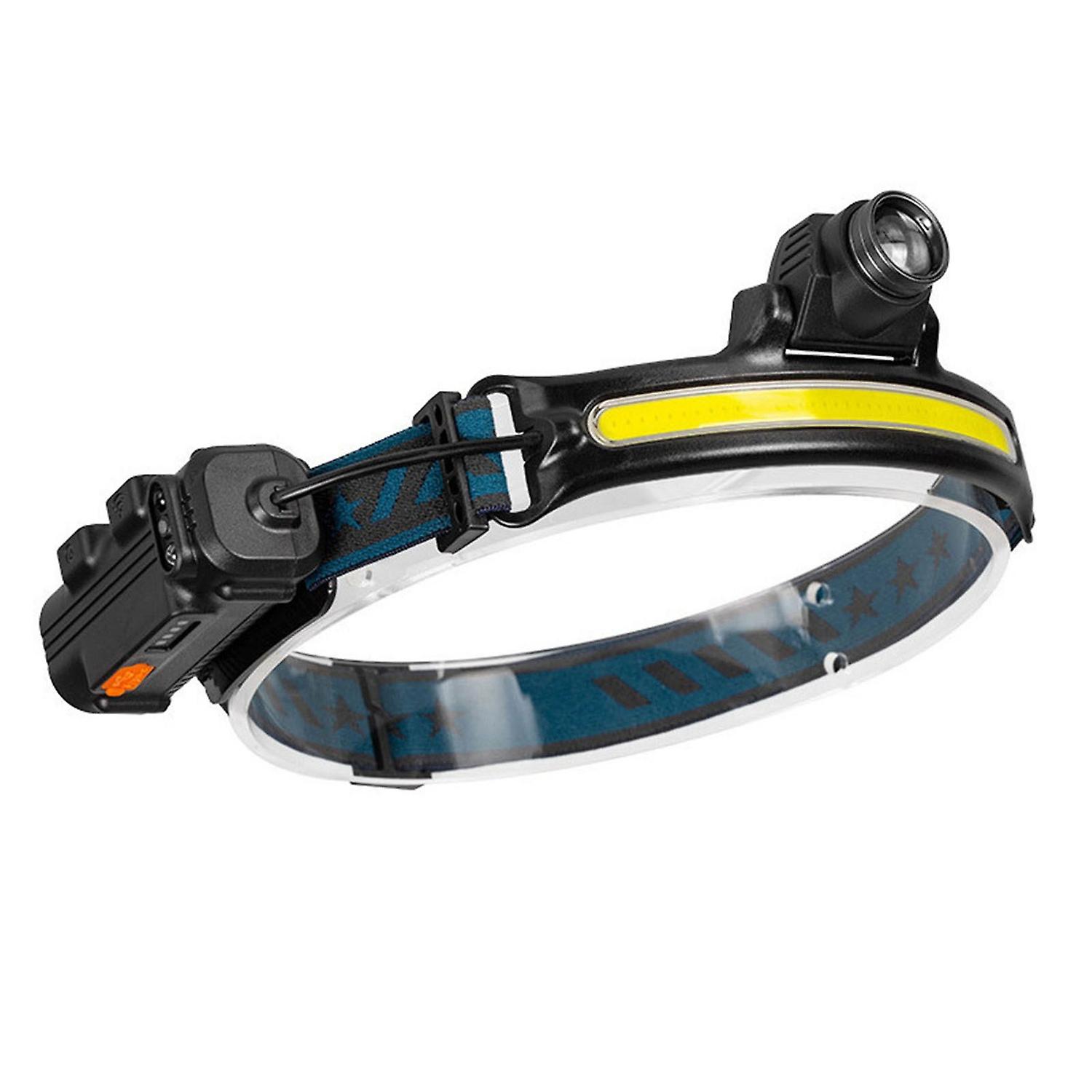 LED Headlamp 90°Wide Angle 2000mAh Night Walking Headlamp COB and XPG 6 Light Modes Motion Sensor He