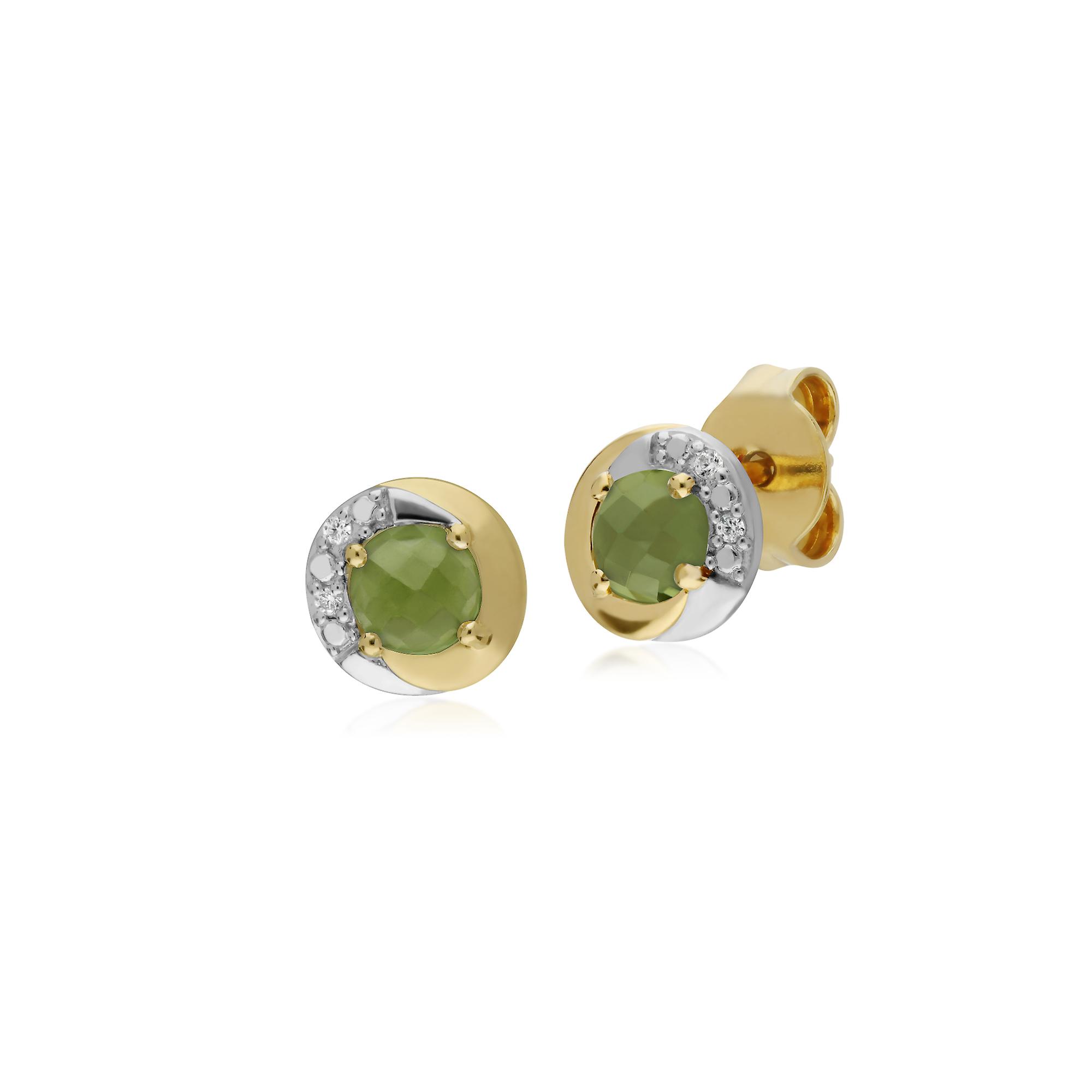 Classic Style Round Peridot Stud Earrings in Two Tone 9ct Yellow Gold 135E1560049