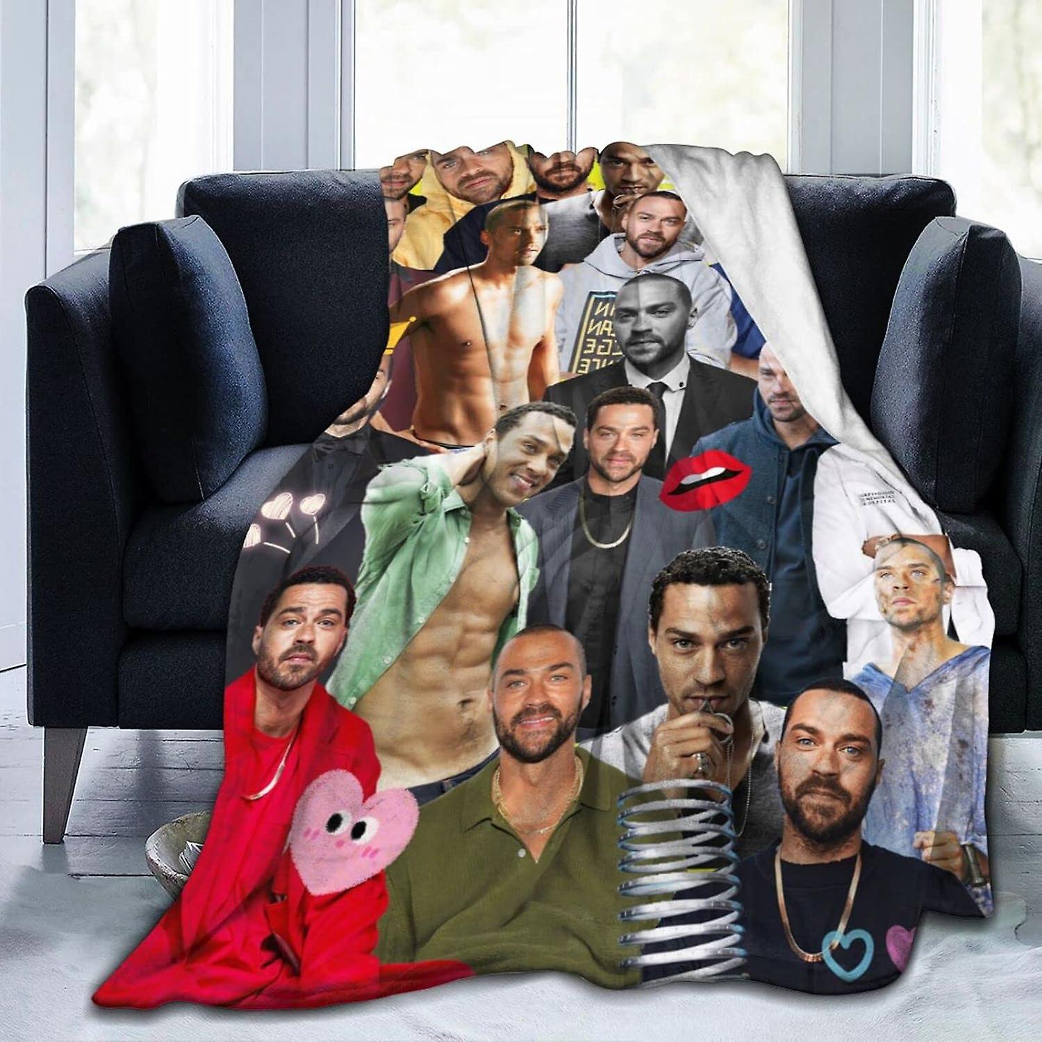 Blanket Jesse Williams Soft and Comfortable Warm Fleece Blanket for Sofa,Office Bed car Camp Couch Cozy Plush Throw Blankets Beach Blankets