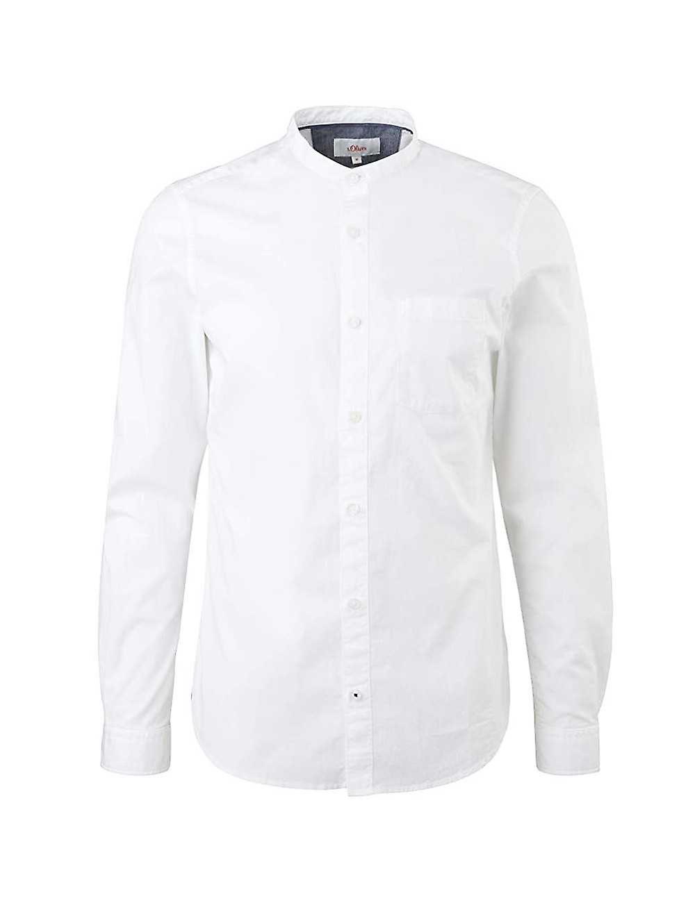 S.oliver Camicia Uomo Slim Fit Coreana Bianca In Cotone