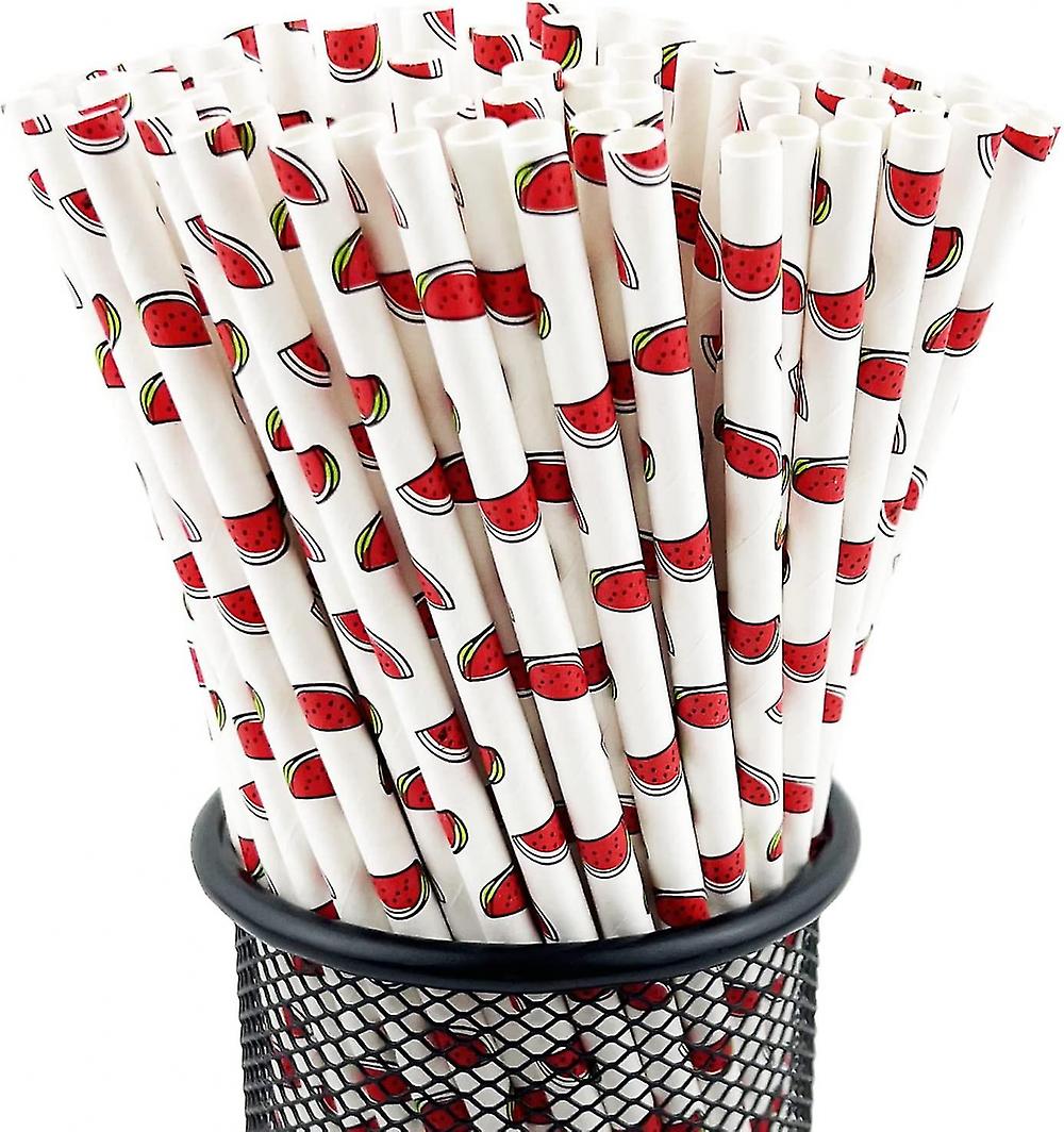 Disposable Drinking Fruit Paper Straws, Pack 100 Kiwi