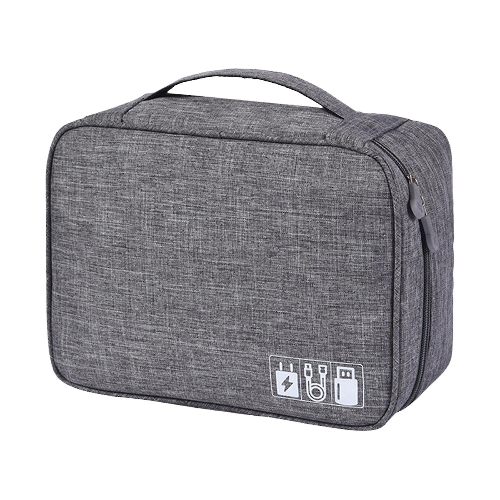 Power Bank Hard Case Holder Data Cable Storage Box for Cord Keys Lens gray