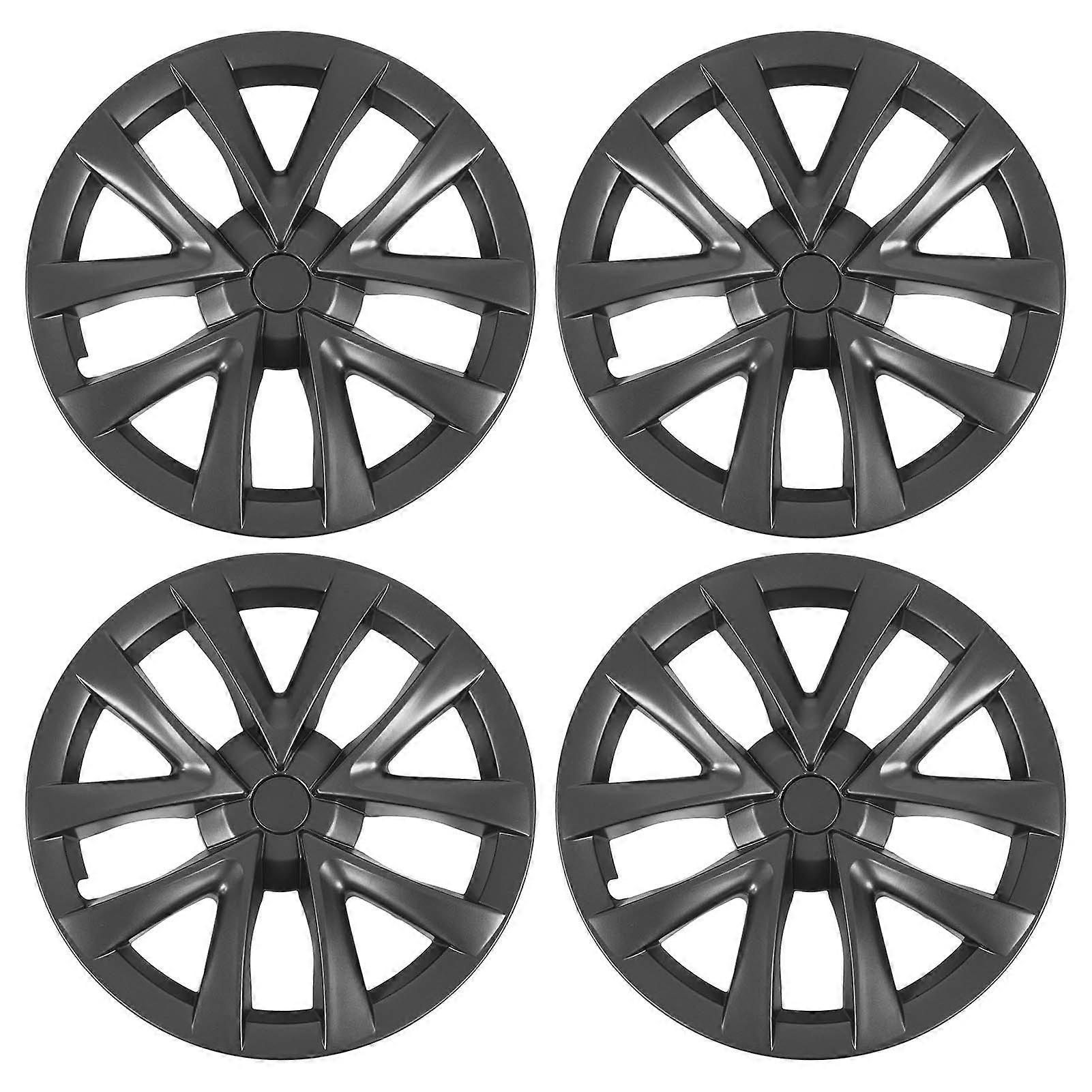 4PCS 18in Wheel Hubcap for Model S Plaid Style Full Protection Strong Structure Replacement for Tesla Model 3 2017 to 2023 High End Grey E2U812