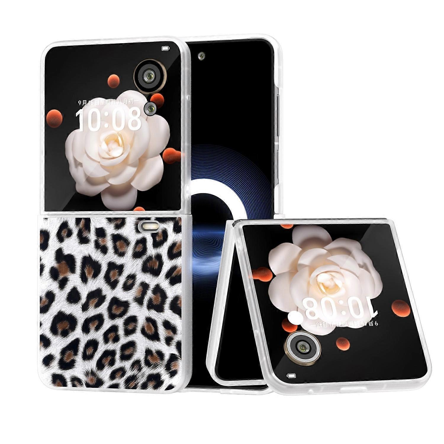 Frosted Transparent Leopard Case For Honor Magic V Flip