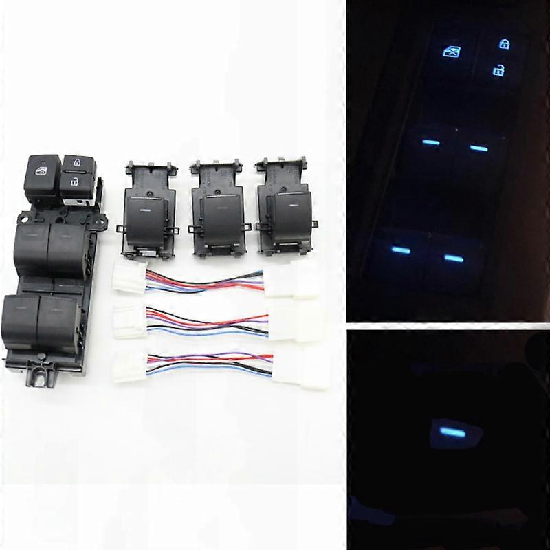 For Toyota RAV4 RAV 4 Corolla CHR 2019 2020 2021 Ice Blue Backlight Power Electric Window Lift Button Switch Left Hand Drive Car