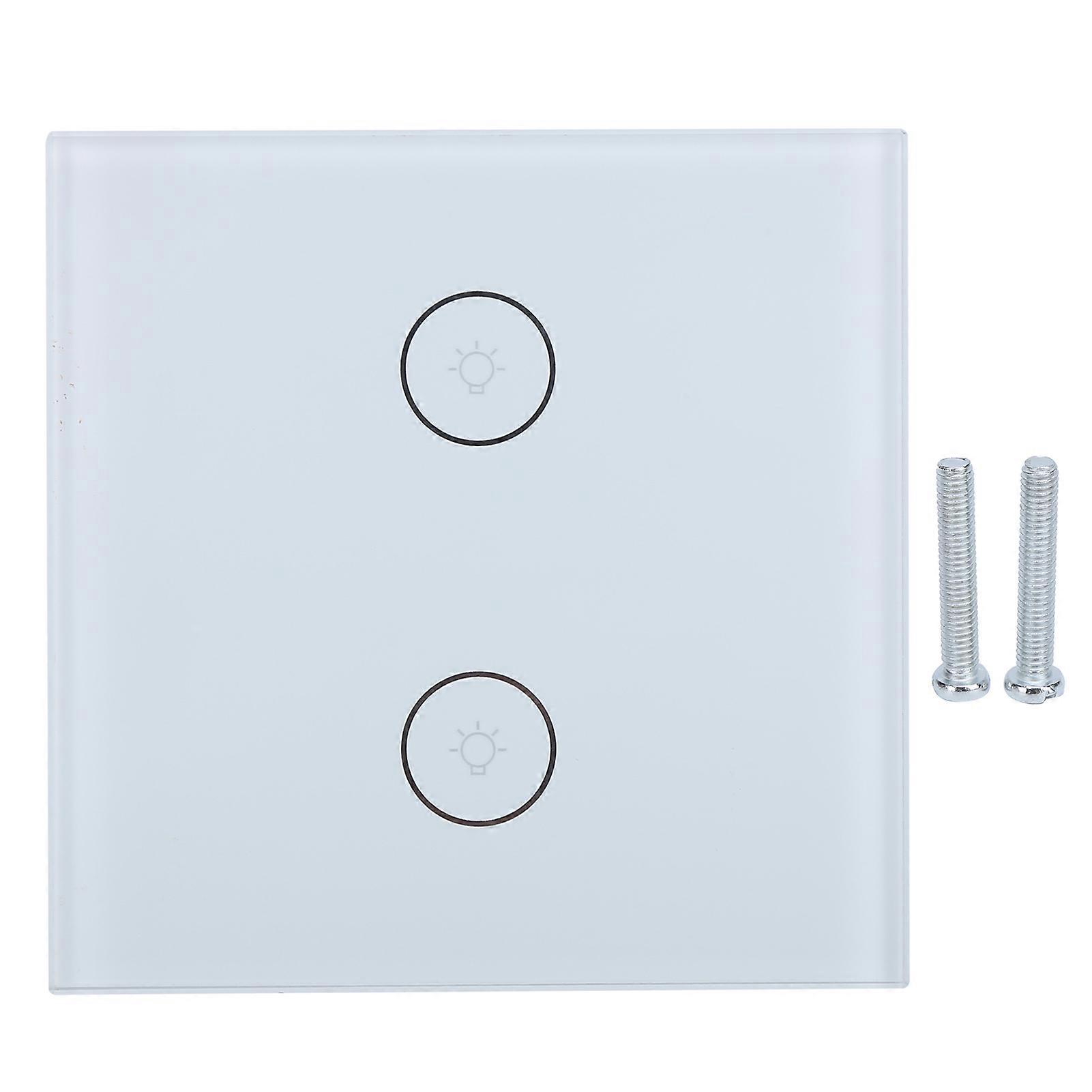 10a 2 Gang Smart Switch Wifi Touch Panel App Voice Control With Timing Function For Tuya Eu 100240vwhite