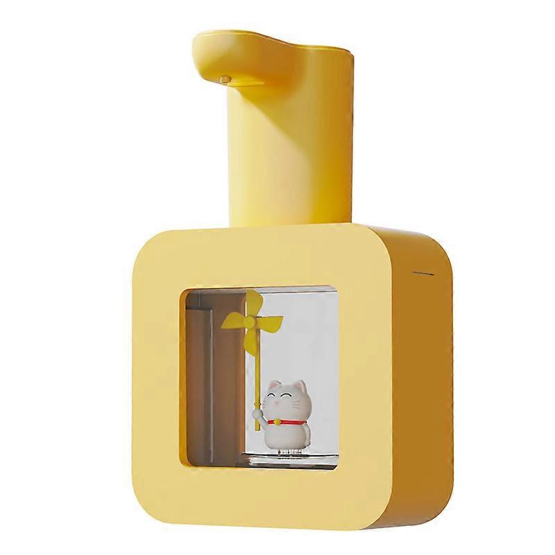 Touchless Automatic Sensor Soap Dispenser Cartoon Pet Waterproof Smart Foam Soap Dispenser Yellow Fortune Cat