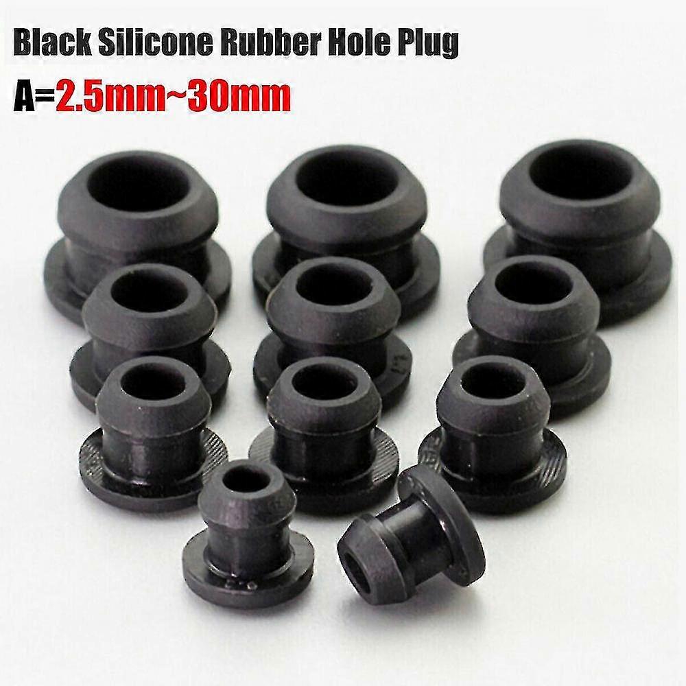 سيليكون المطاط المفاجئة على هول التوصيل 2.5mm ~ 30mm الأسود طمس نهاية قبعات أنبوب الأنابيب ORP