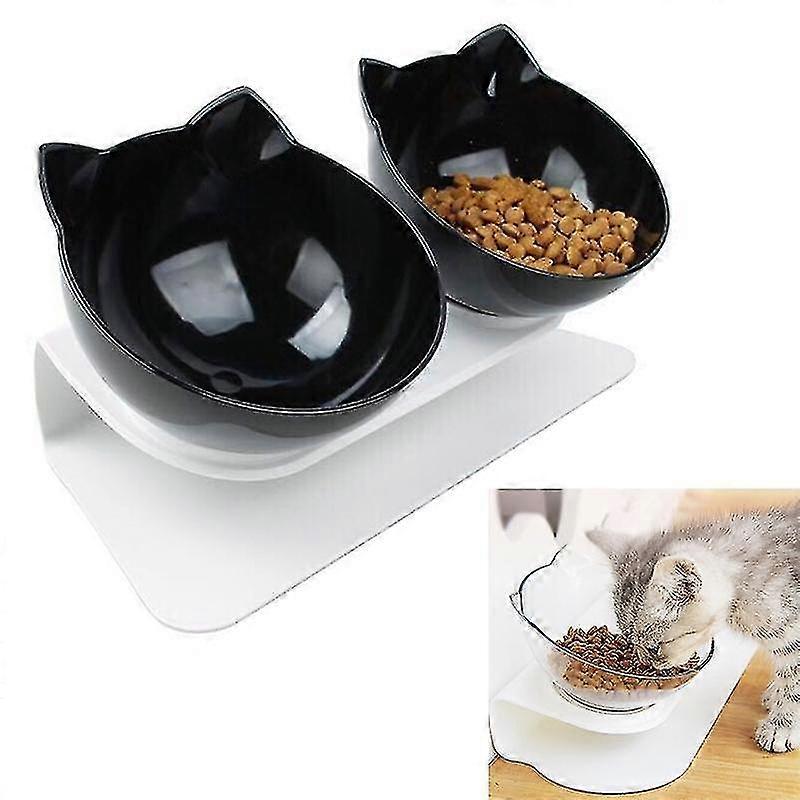 bowl double food black white base drop-proof