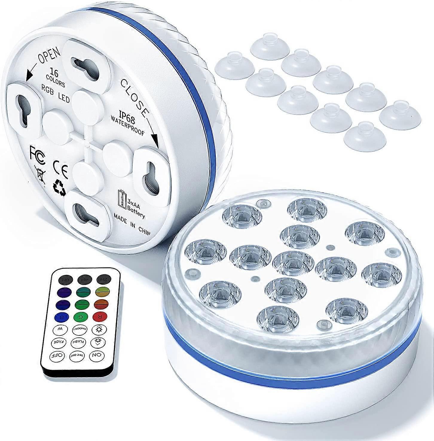 Underwater Swimming Pool Light - 13 Led Submersible Swimming Pool Light With 4 Magnets, 4 Suction Cups And Rf Remote Control For Swimming Pool, Pond,