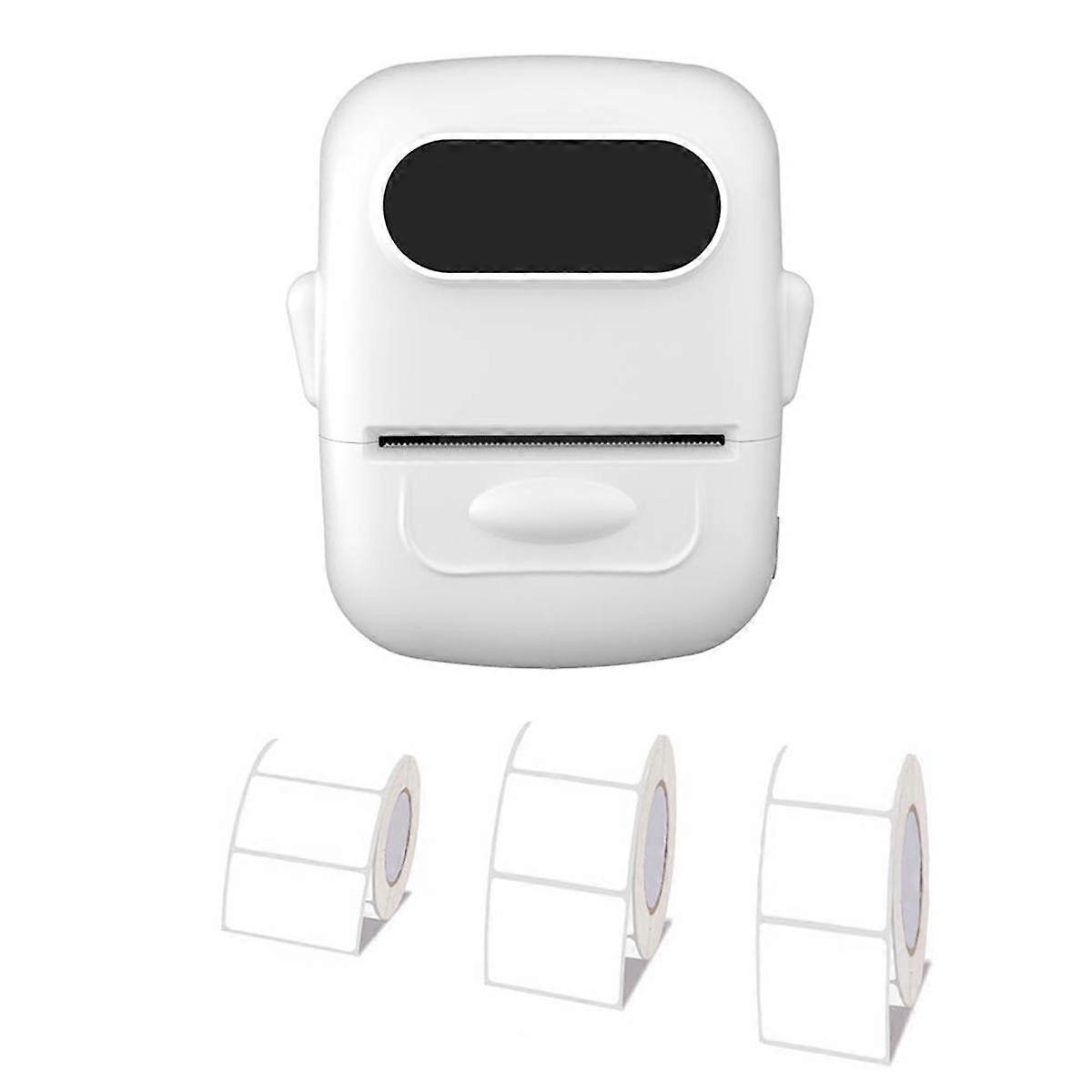 Portable Label Printer Thermal Printer Inkless Adhesive Name Sticker Labeling Machine Similar with 3Roll Paper White