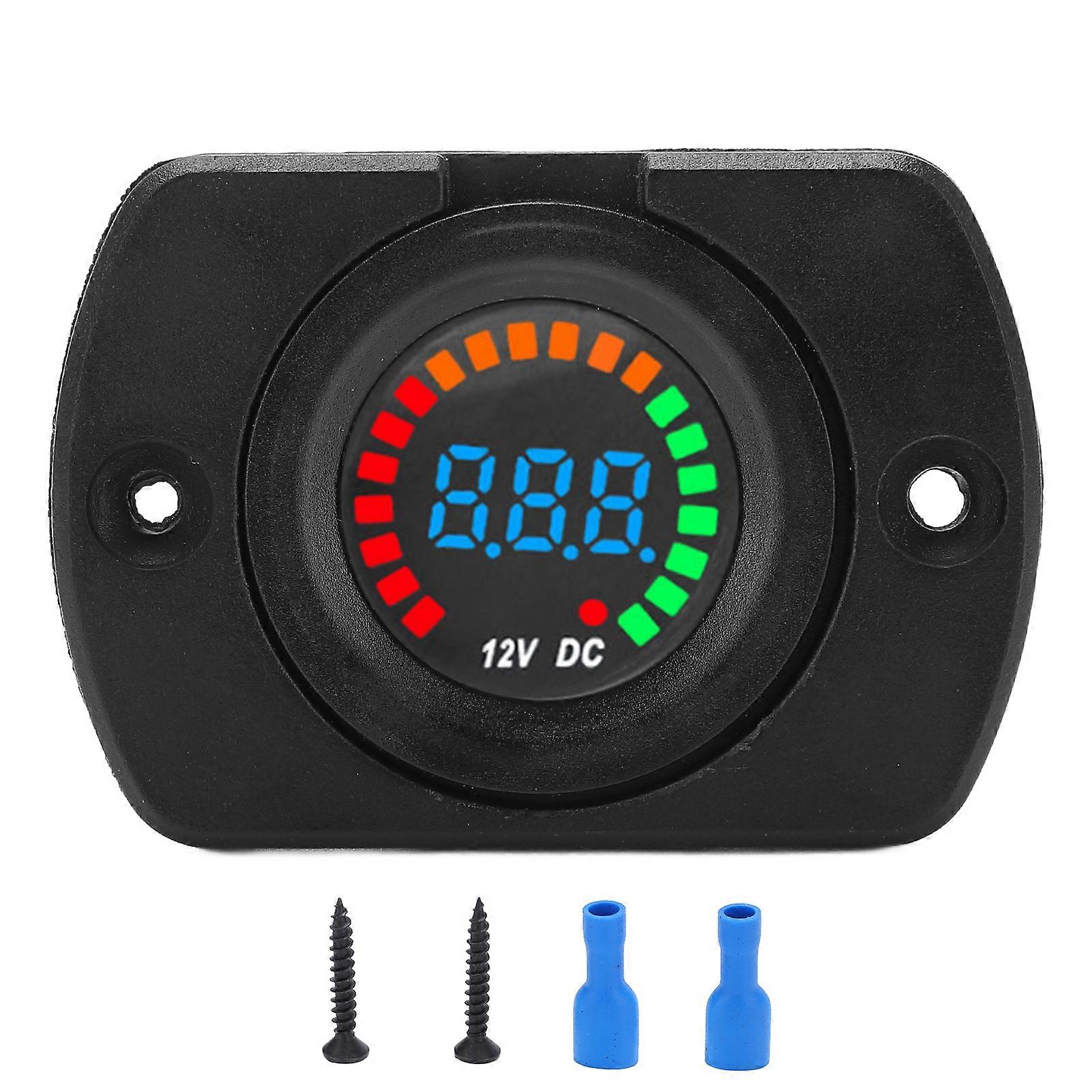 Car Voltmeter LED Digital Display Voltage Gauge Waterproof Universal for Trucks Buses Ships Yachts DC 12V