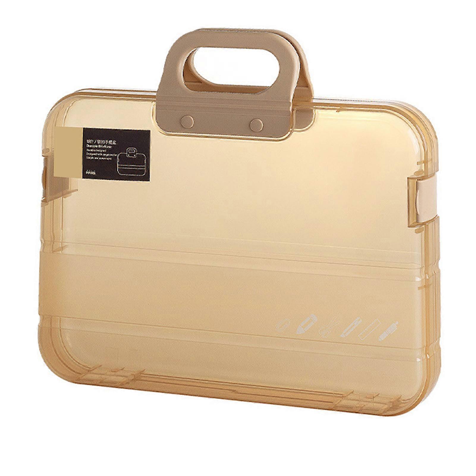 Clear Document Case Multipurpose Large Capacity Dustproof Waterproof A4 File Portable Project Case for Office School Khaki