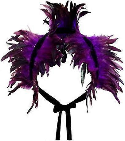 Gothic Natural Feather Cape Shawl Shrug Shoulder Wrap Collar Halloween Party Scarf