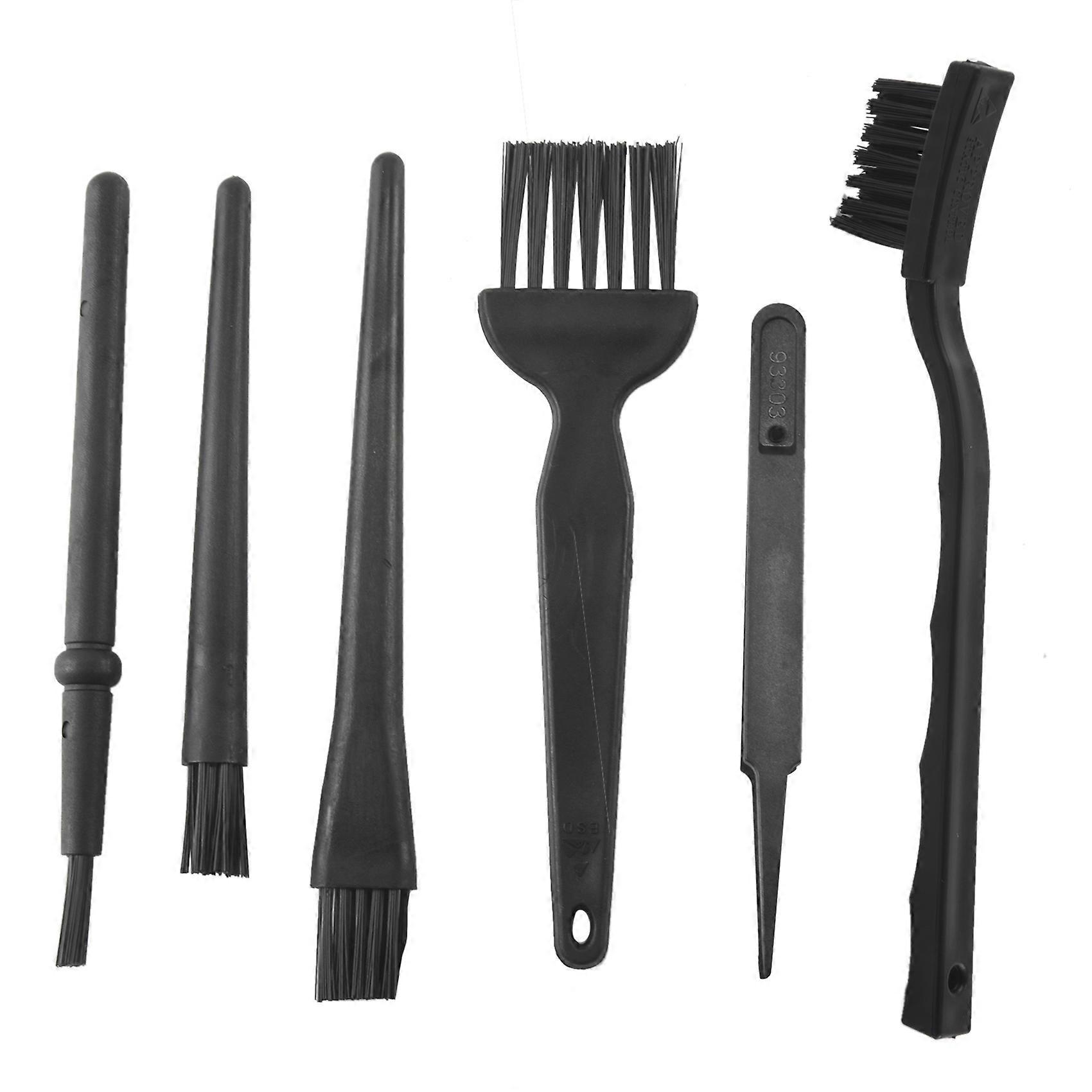 6 in 1 Plastic Small Portable Handle Nylon Anti Static Brushes Cleaning Keyboard Brush Kit, Black (