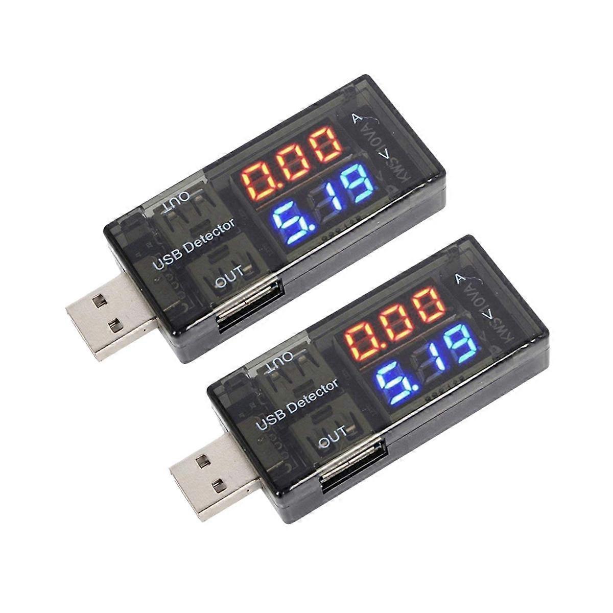 2PCS USB Detector Digital Multimeter Meter Power Tester Current Voltage Battery Monitor with LED Di
