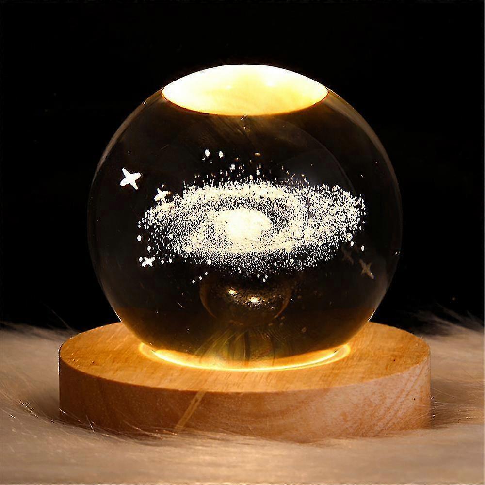 Luminous 3d Galaxy Planet Solar System Crystal Ball Night Light Bedside Led Lamp With Stand