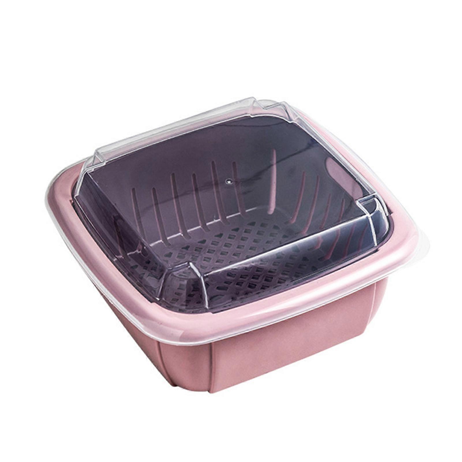 3 in 1 Kitchen Colander Strainer Bowl Set with Lid Household Double-Layer Drain Basket Multifunction