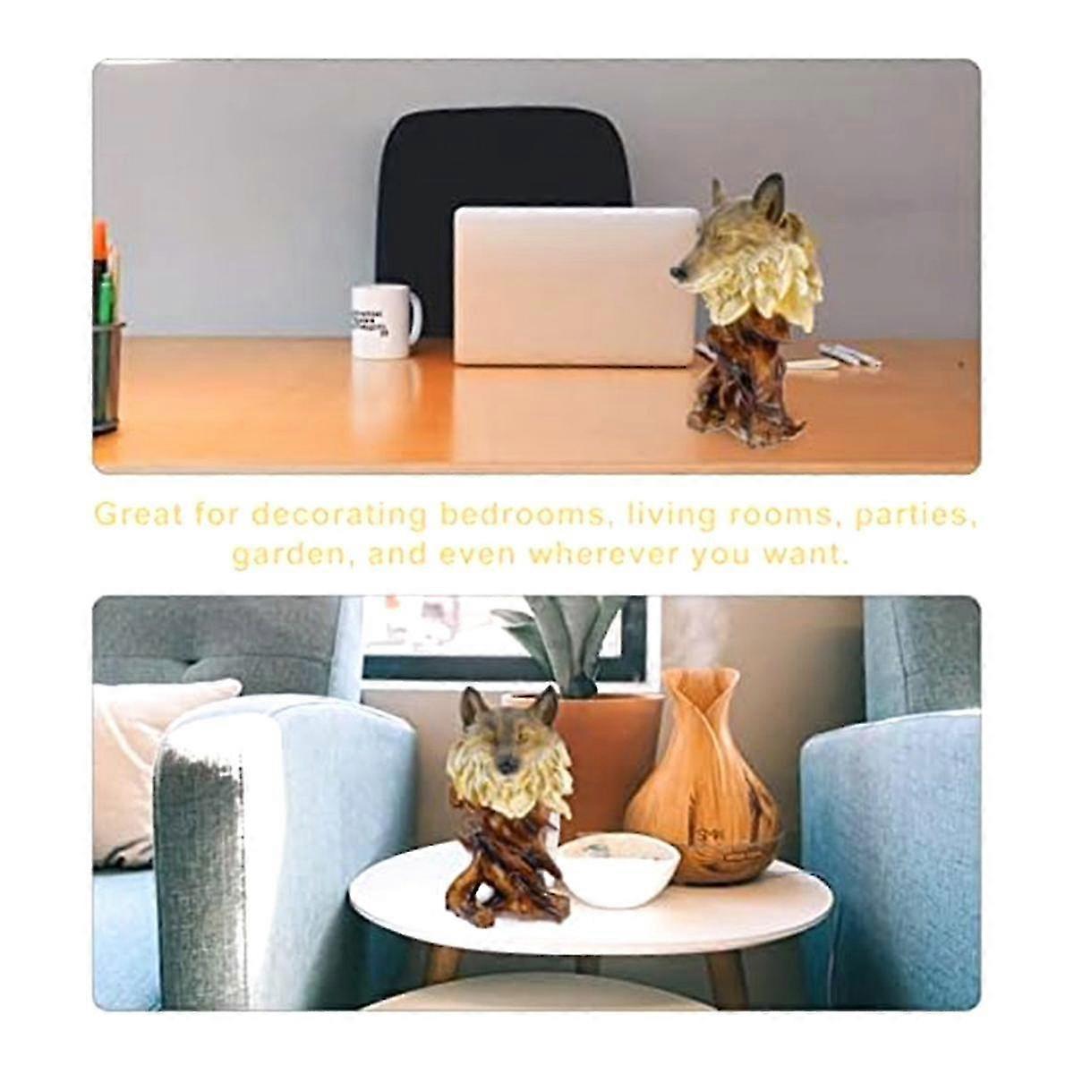 Wolf Figurine Wolf Bust Handcarved Wolf Animal Statue Faux Taxidermy Mountain Wildlife Sculpture