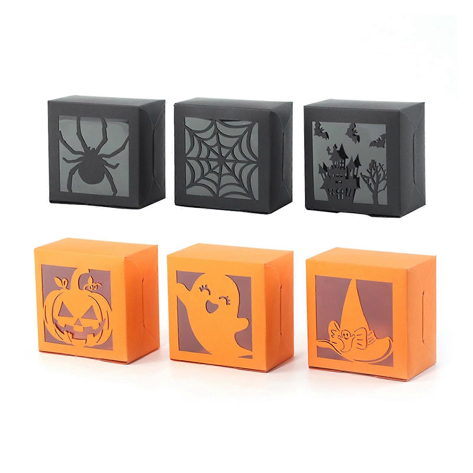 24PCS Halloween Paper Squared Candys Box Multifunctional Biscuits Cake Case for Halloween Party