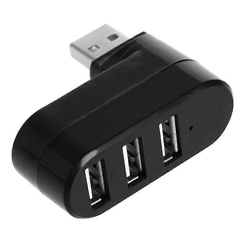3 Port Multi 2.0 Usb Hub High Speed Rotate Splitter Adapter Black