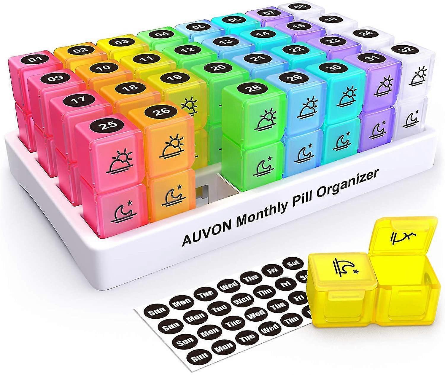 Monthly Pill Organizer (2 Times A Day), 30 Day One Month Pill Box Case With 31