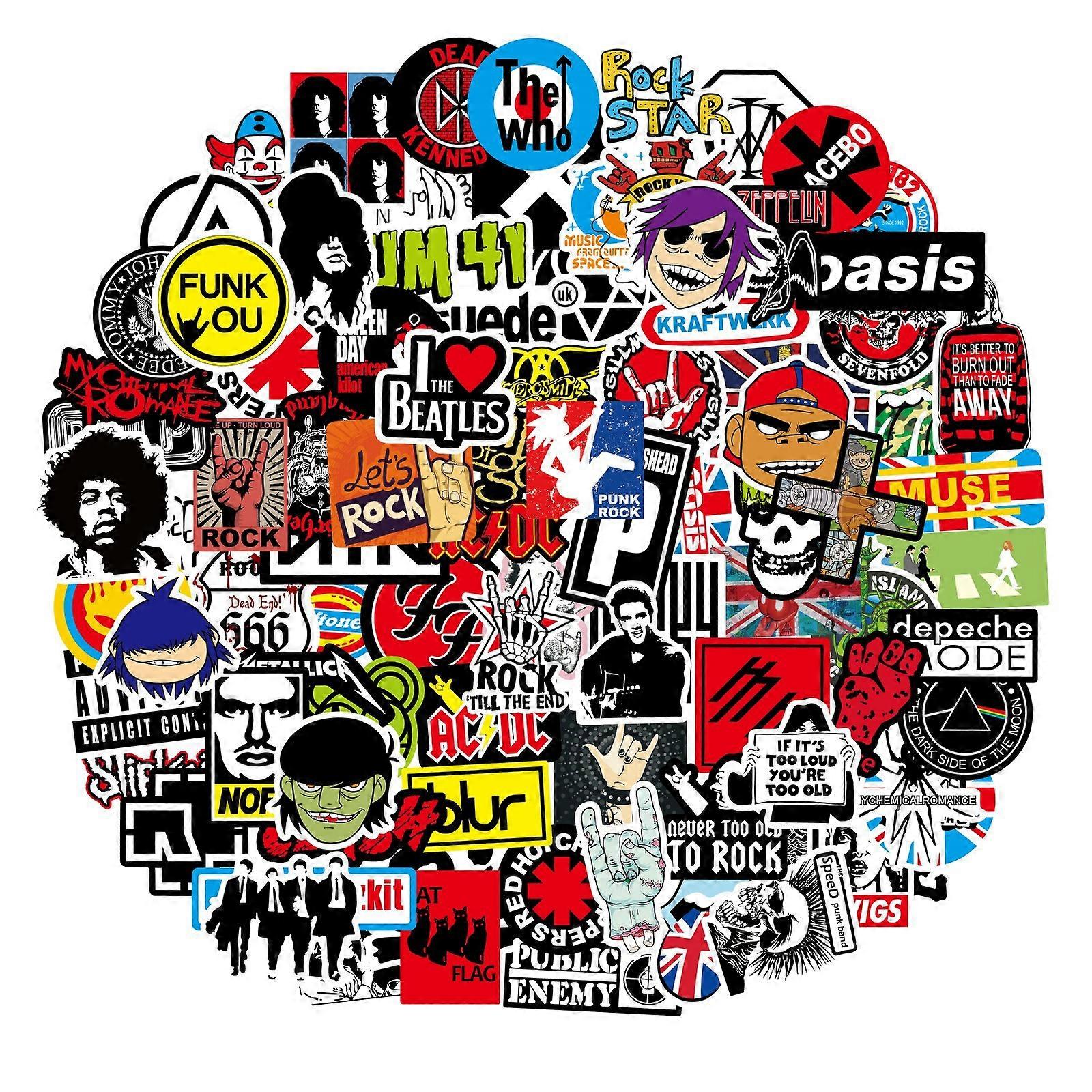 100x Stickers ROCK Band Multicolor
