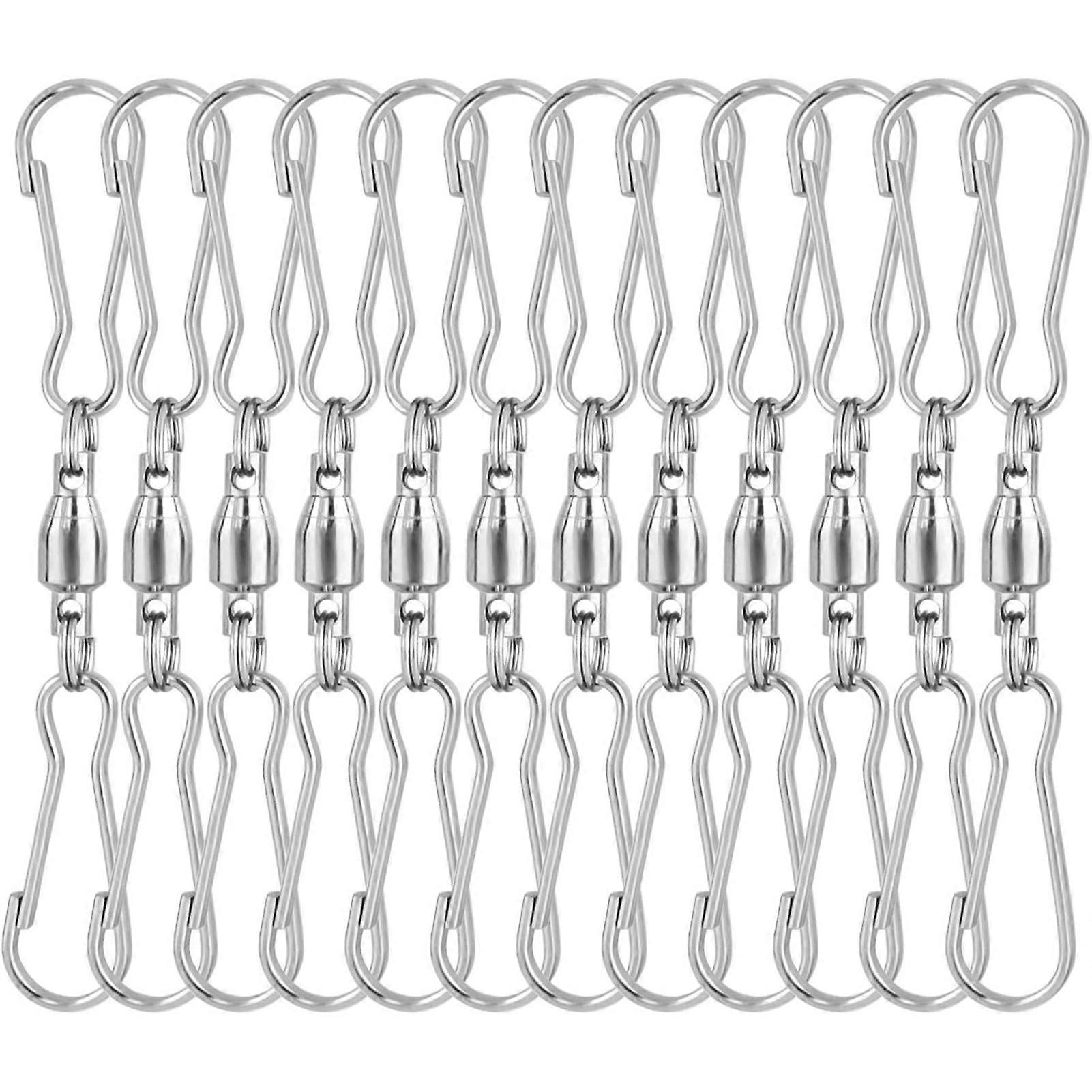 12Pcs Spinning Clips Dual-Clip Versatile Stainless Steel Plants Pots Swivel Hooks for Hanging Windsock